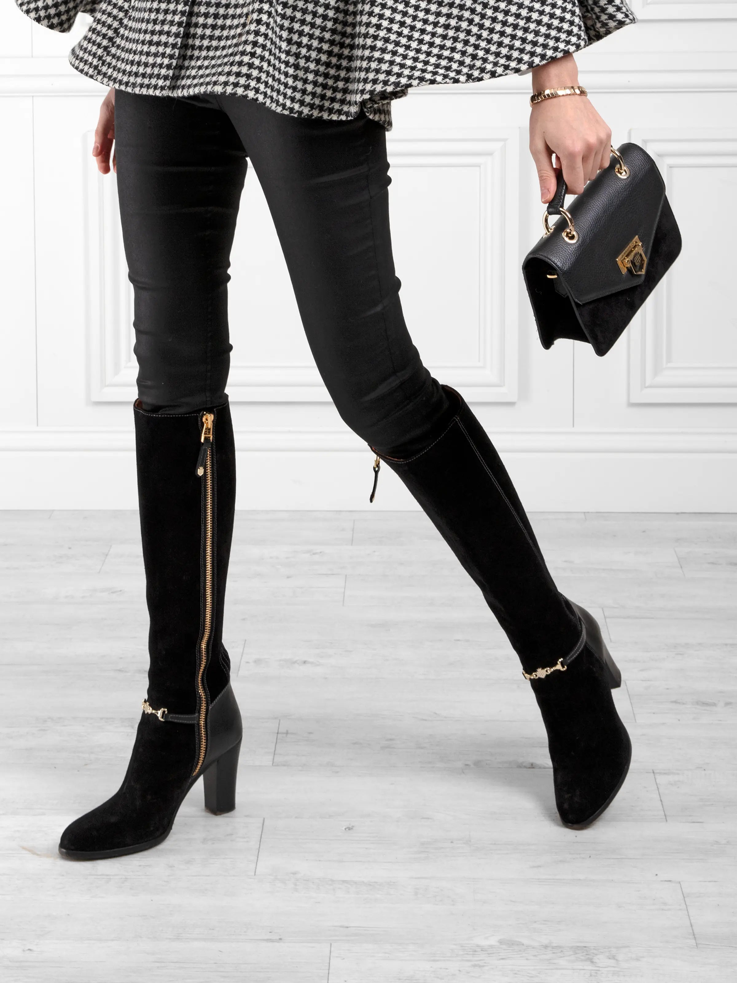 Octavia Black Suede Heels for Women - Narrow Fit Comfortable Pumps for Work, Party & Evening Wear
