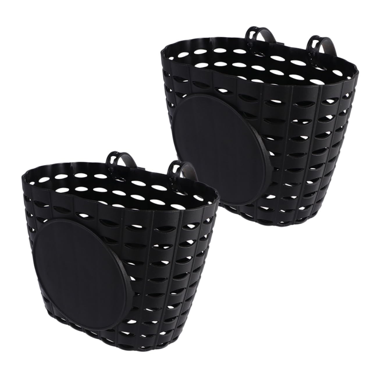 COOLHIYA 2-Pack Plastic Bicycle Baskets for Boys & Kids - Black Bike Storage Container & Accessory | Perfect for School, Picnics & Outdoor Adventures