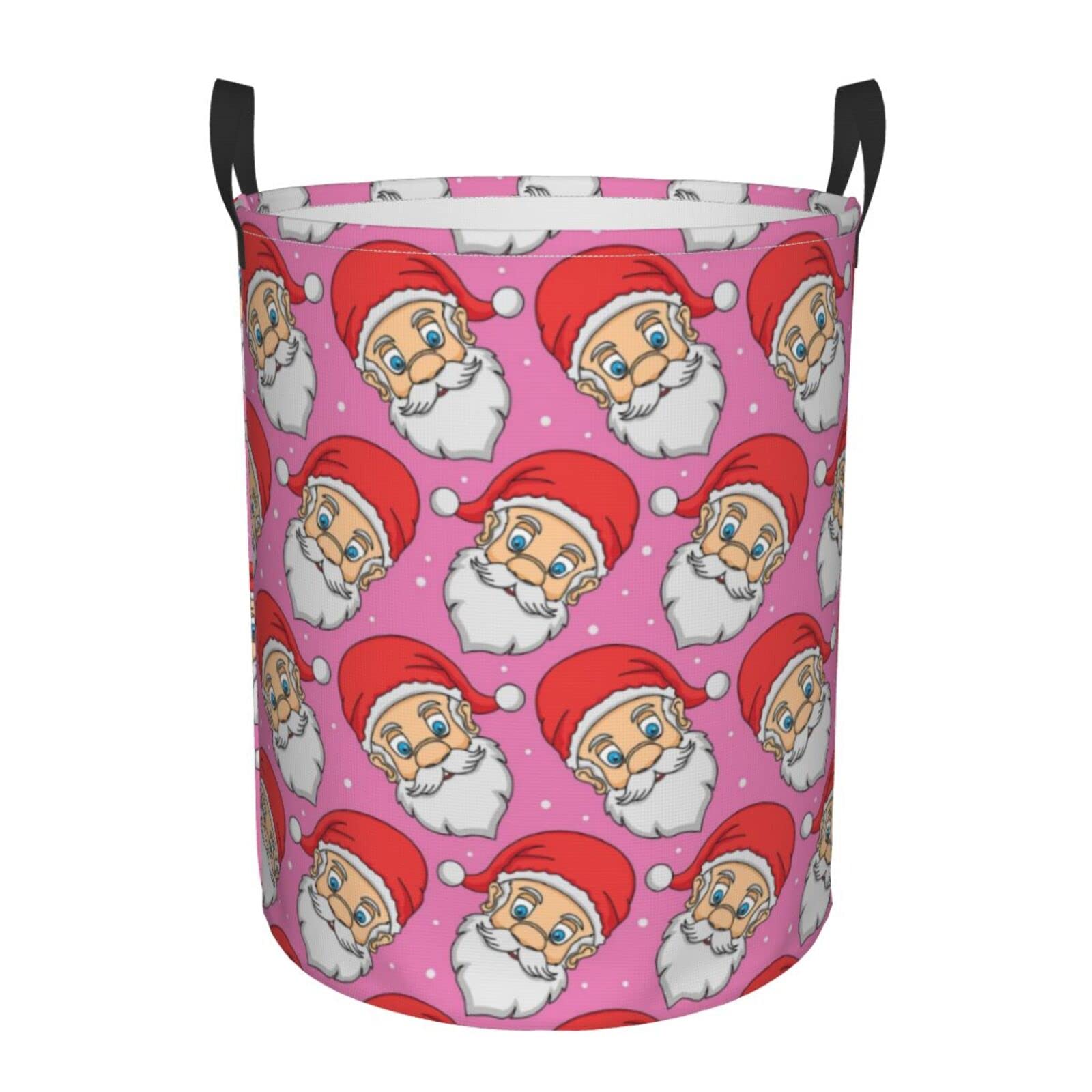 YINSING Collapsible Santa Claus Head Laundry Basket with Handle - Waterproof Fabric Hamper for Clothes, Toys & Bathroom Storage - Foldable Organizer Bin for Dirty Laundry, Holiday Decor & Kids Room (Small)