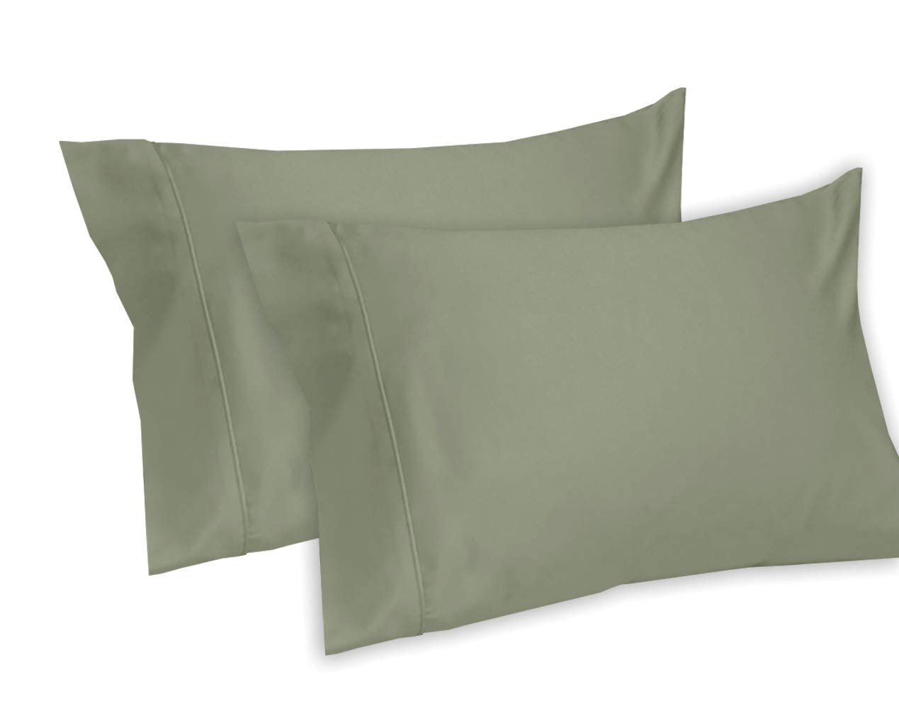 Royal Tradition 1000-Thread-Count 100% Cotton King Size Pillowcase Set of 2 - Ultra Soft & Breathable Luxury Bedding for Home, Hotel, or Gift - Sage Green