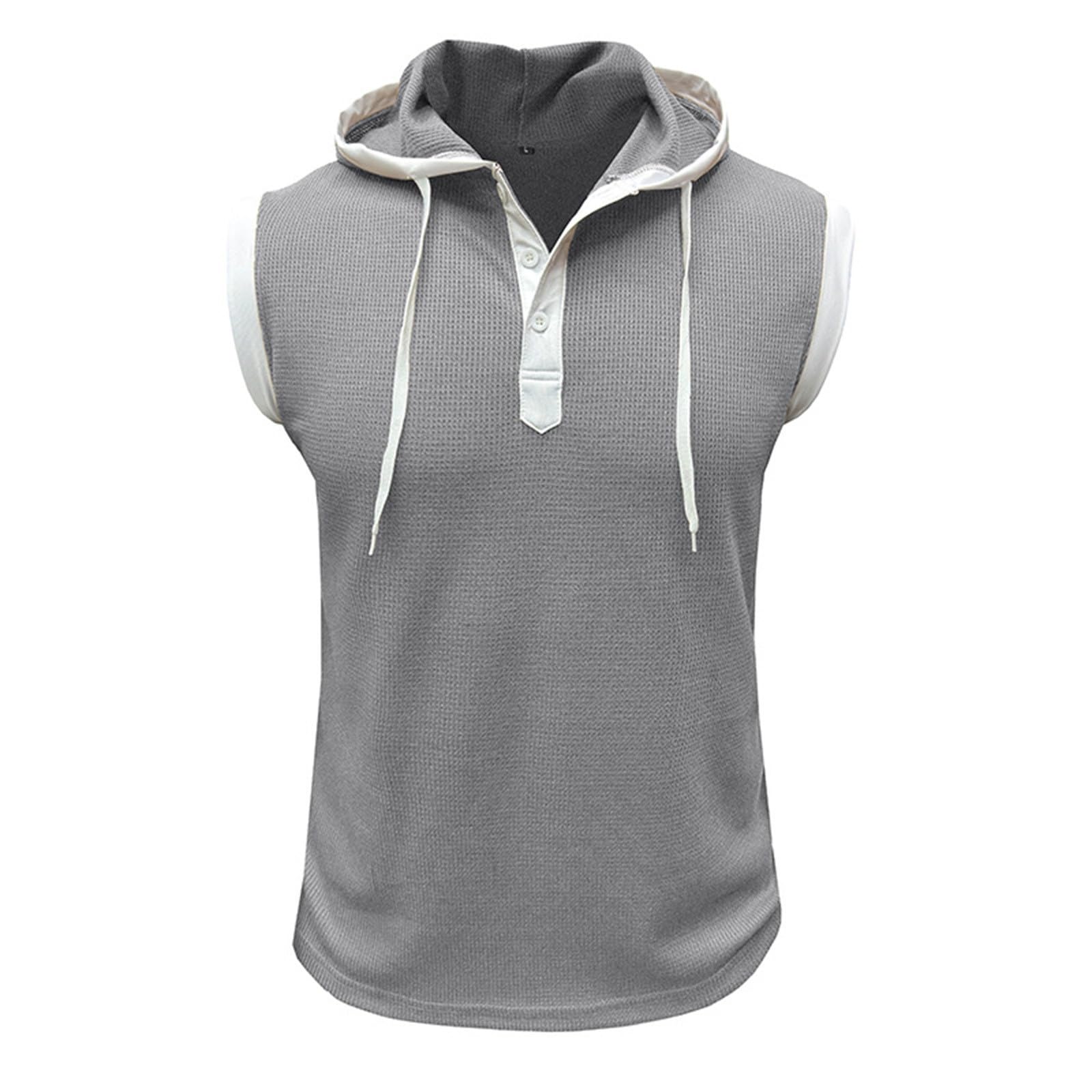 Men's Waffle Tank Top Hoodie - Sleeveless Gym Hooded Shirt for Bodybuilding & Workout - Muscle Shirt for Casual Wear, Beach & Hippie Style - Perfect for Gym Training, Summer Outfits and Streetwear Fashion