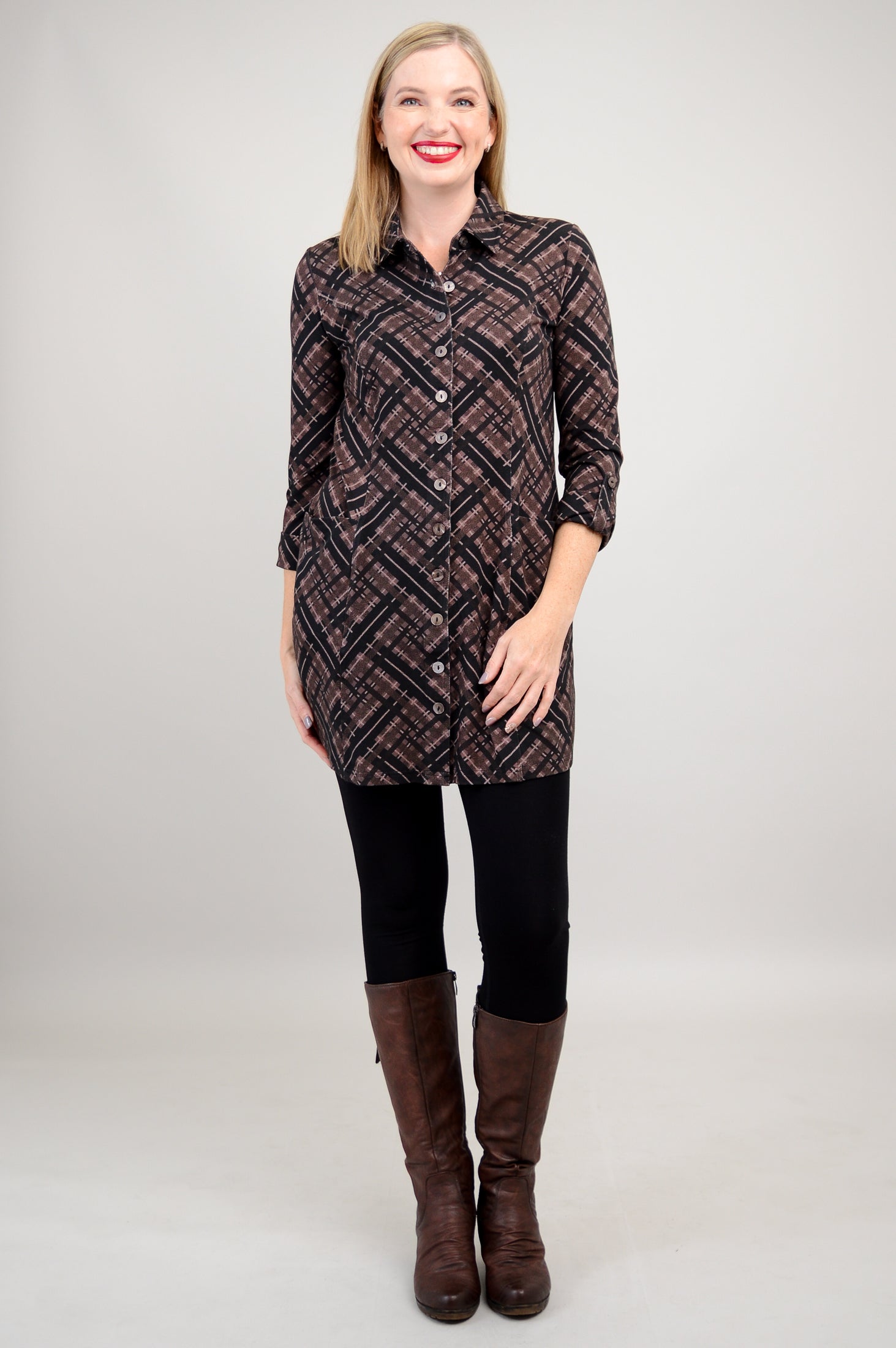 Charlie Tunic - Soft Bamboo Fabric Plaid Tops for Women | Final Sale | Perfect for Casual Wear, Office Outfits & Weekend Brunch