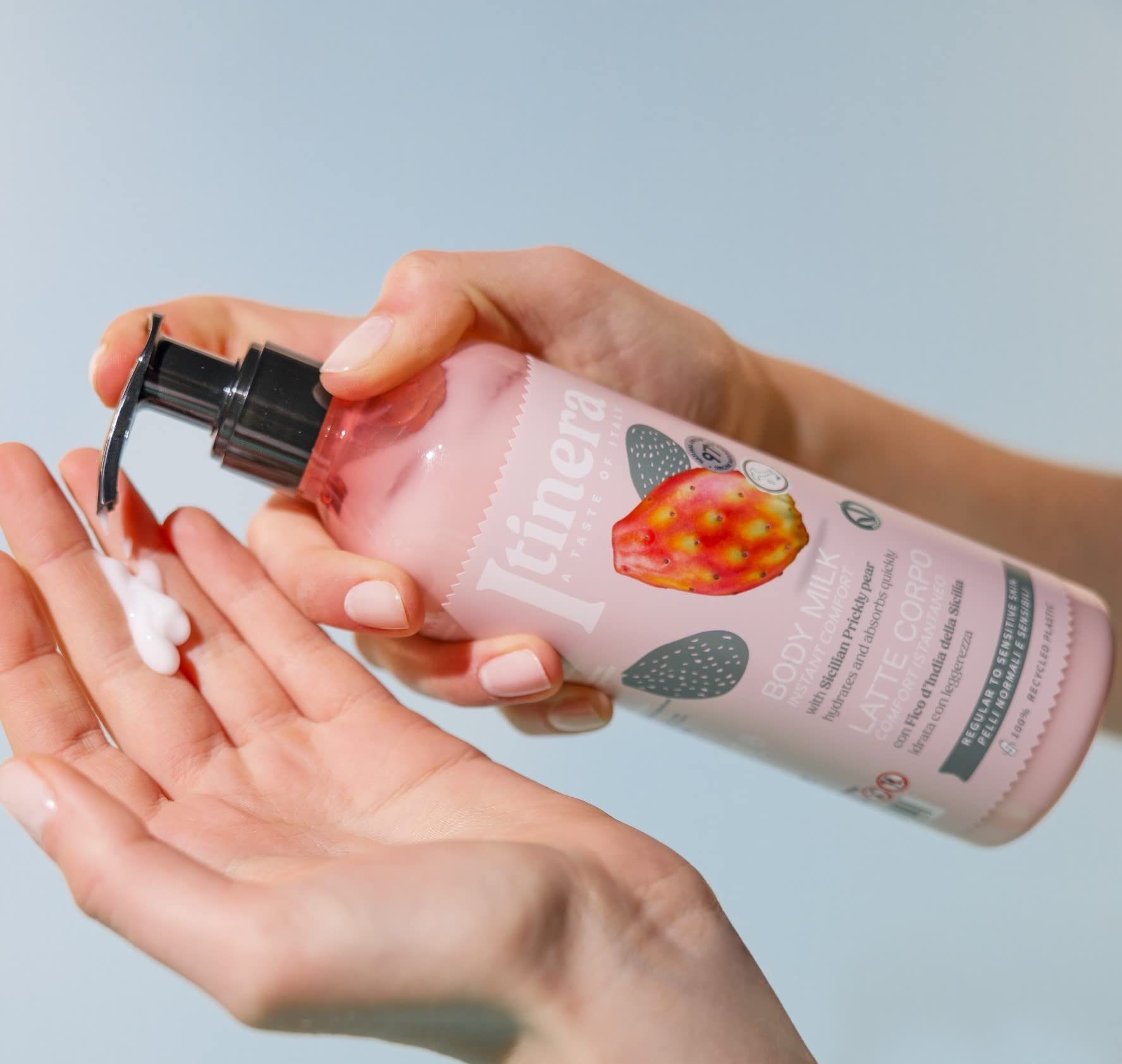 Itinera Instant Comfort Body Milk with Sicilian Prickly Pear (12.51 fl oz) - Vegan Moisturizer for Normal & Sensitive Skin - 97% Natural Ingredients - Hydrating & Soothing Lotion for Dry Skin Care & Daily Body Moisturizing