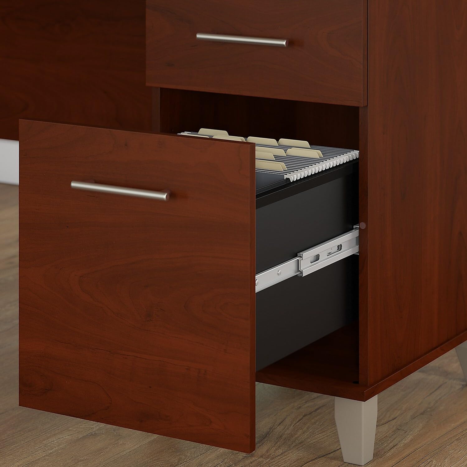 Bush Furniture Somerset L-Shaped Desk with Hutch & Lateral File Cabinet - Home Office Desk for Small Spaces, Workstation with Storage & Organization