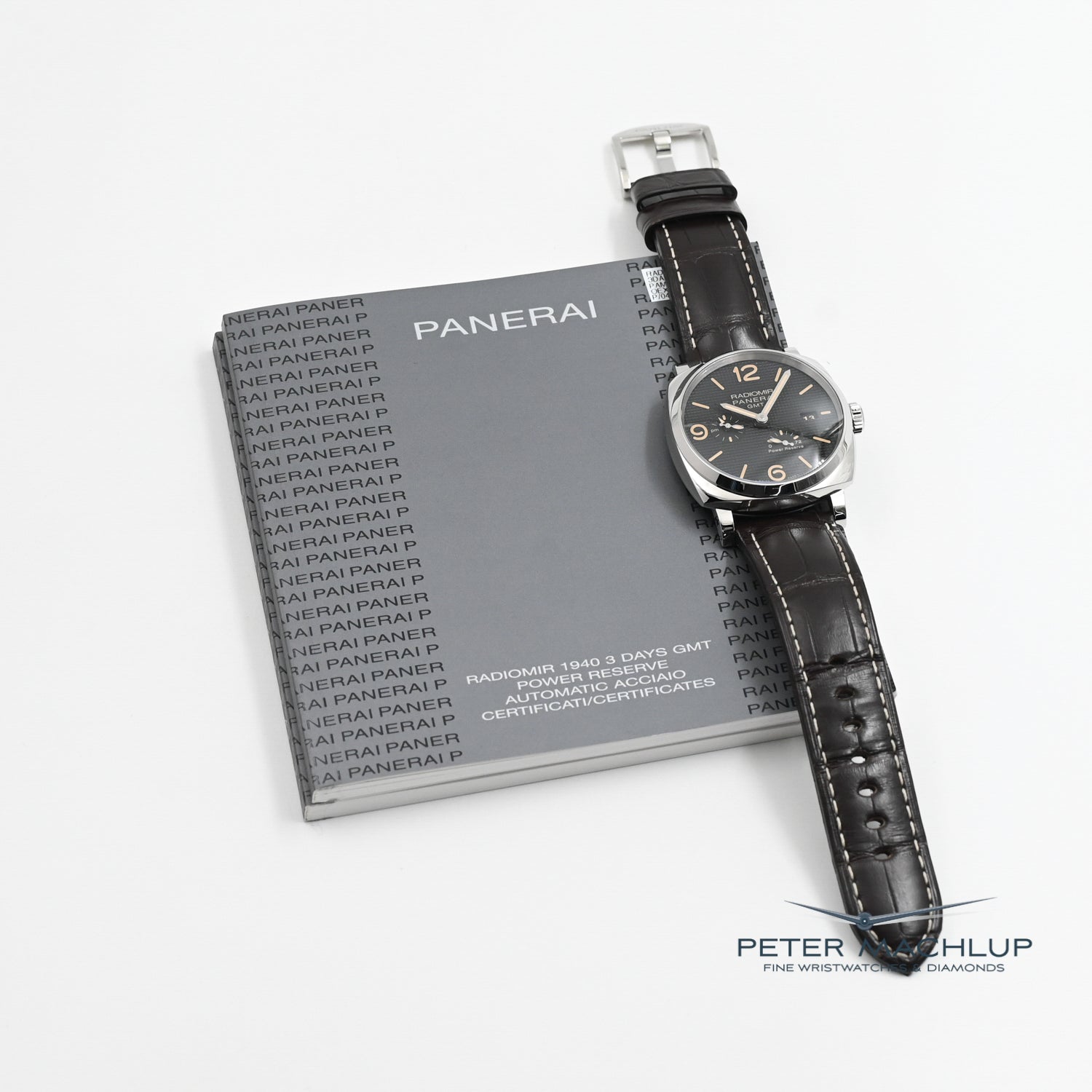 Panerai Radiomir 8-Day GMT Automatic Men's Watch - Luxury Stainless Steel Timepiece with Power Reserve - Perfect for Business Travel & Formal Occasions