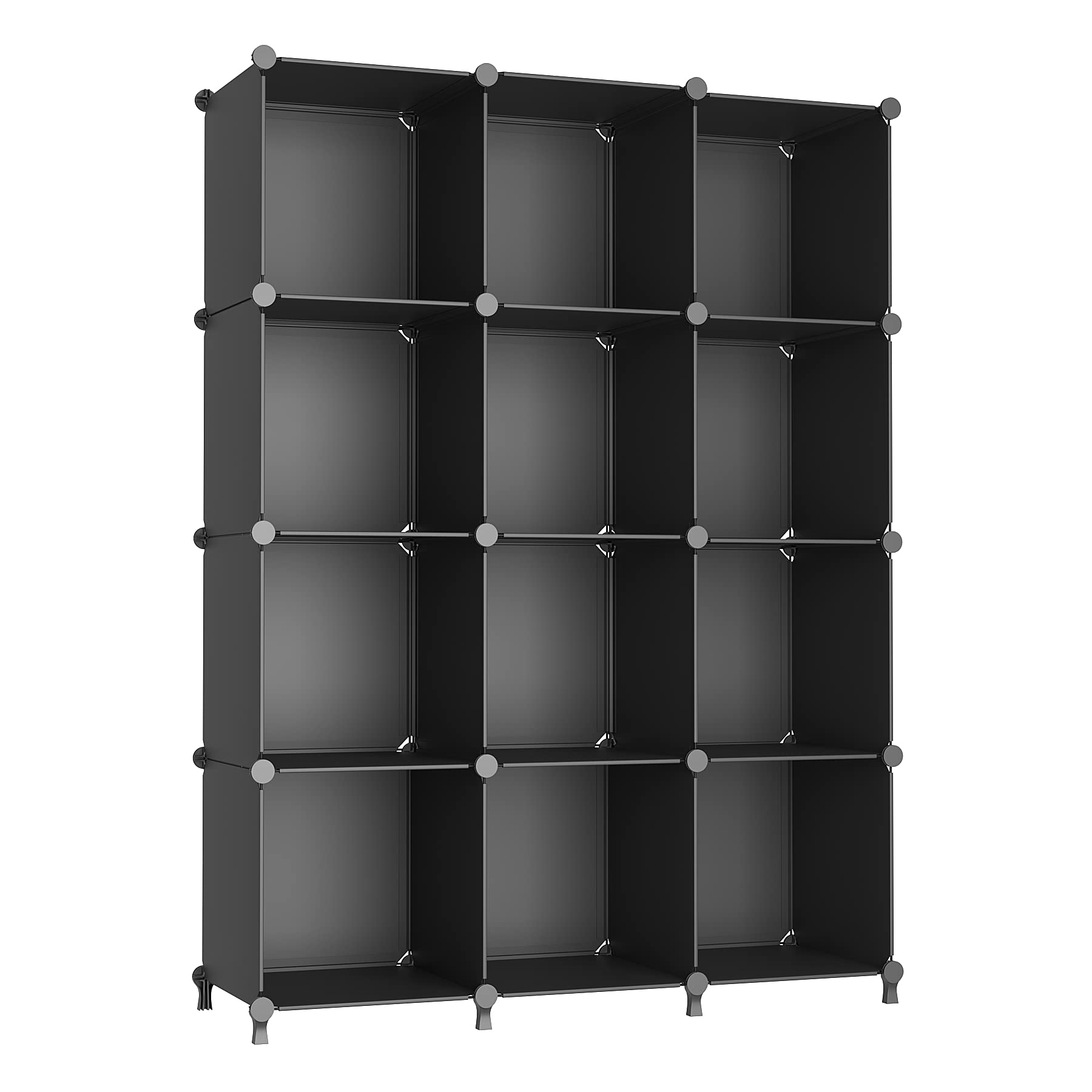 Stackable 12-Cube Storage Organizer for Closet, Bedroom & Home - Black