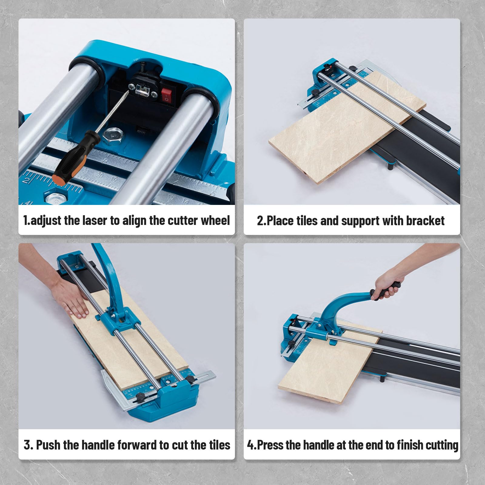 48 Inch Manual Tile Cutter with Tungsten Carbide Wheel - Double Rail Precision Tile Cutting Tool with Infrared Positioning for Ceramic, Porcelain & Stone Tiles - Perfect for DIY Home Renovation & Professional Tiling Projects