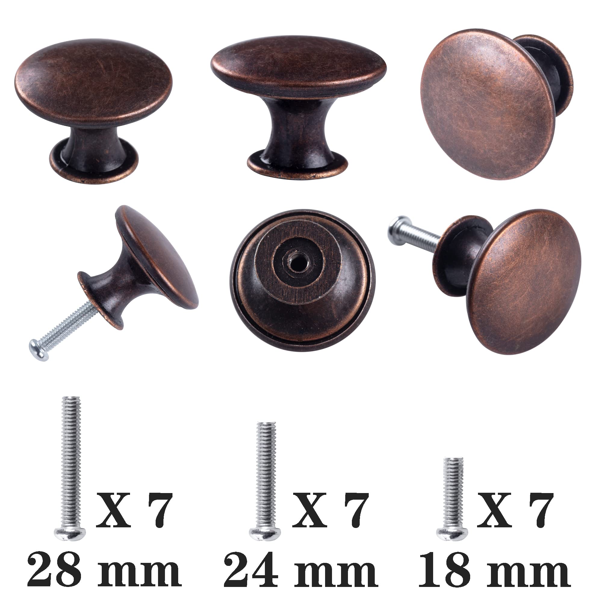 Antique Brass Cabinet Knobs 6-Pack - Drawer & Door Pulls for Kitchen & Bathroom