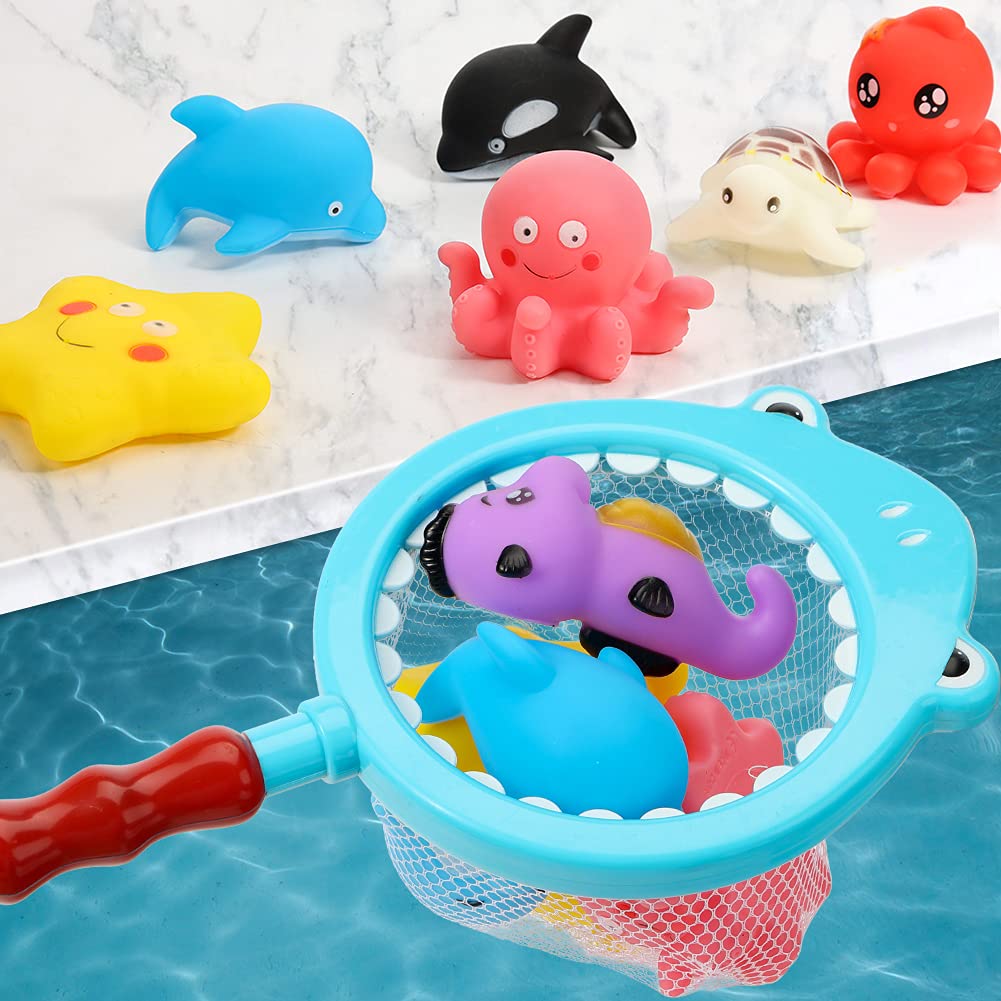 **Shindel 16PCS Bath Toys for Toddlers - Floating Animal Pool Toys Set with Fishing Net & Clockwork Swimming Toys | Fun Bath Time & Pool Play for Kids Ages 2-4, Infant Girls & Boys | Perfect for Bathtub, Swimming Pool & Outdoor Water Play**