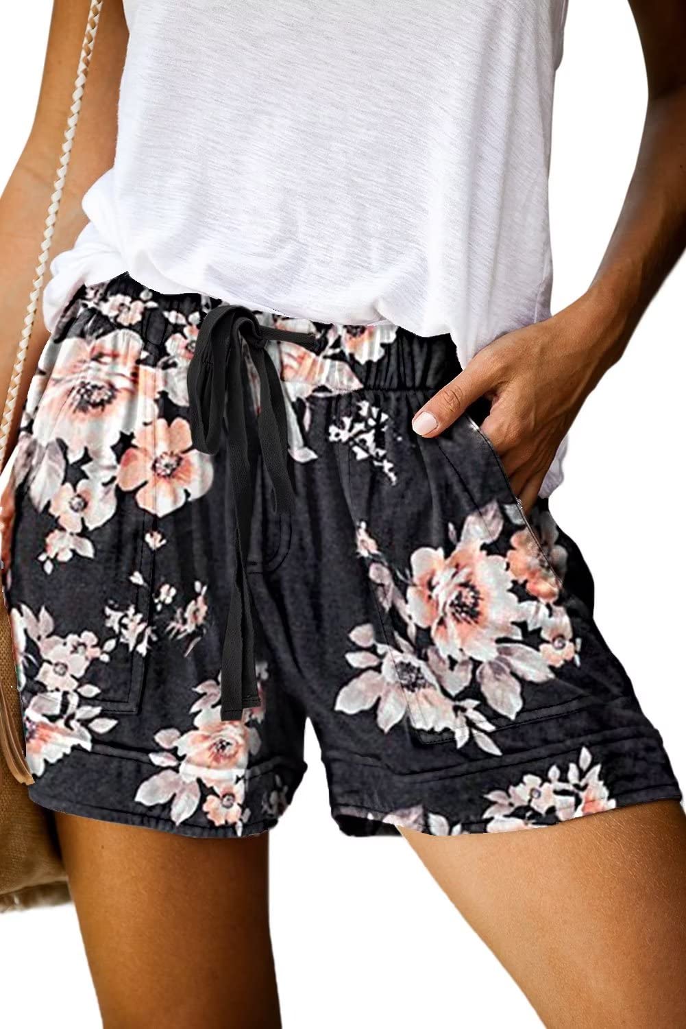 ANFTFH Women's Summer Casual Shorts with Drawstring - Mid-Rise Stretch Comfort Yoga Running Shorts for Beach, Outdoor, Workout & Lounge Wear | Perfect for Vacation, Everyday Use & Active Lifestyle