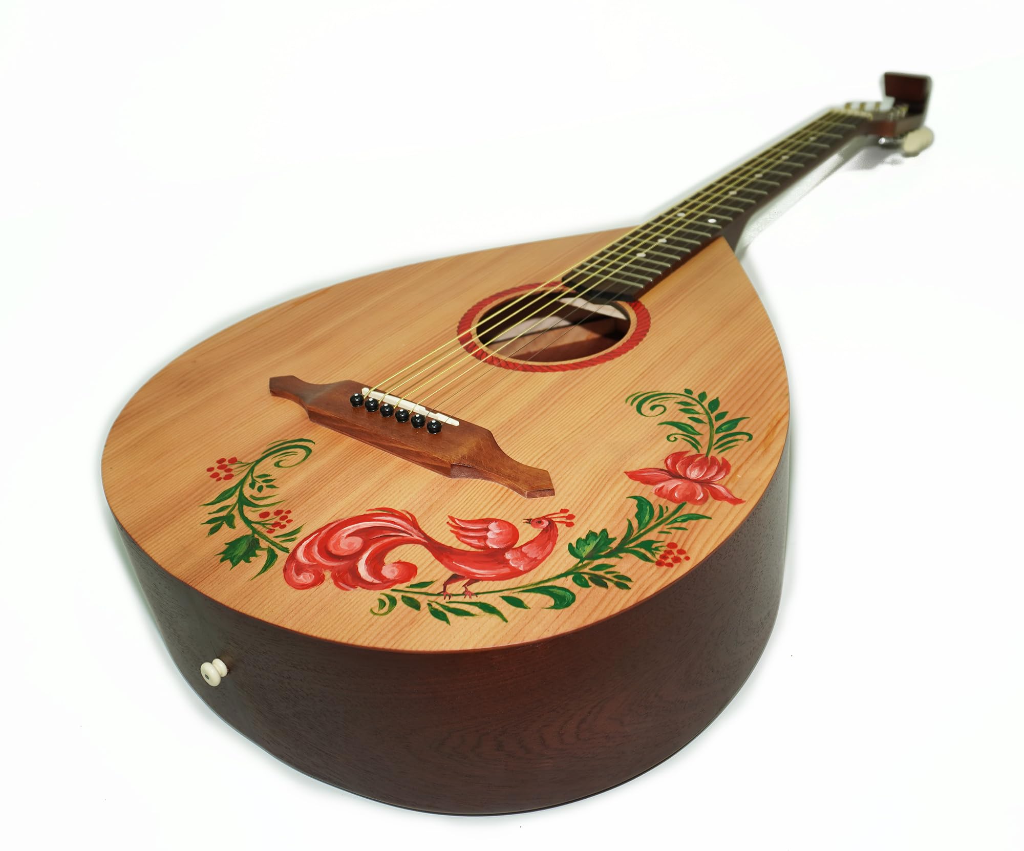 Handmade Ukrainian Kobza 6-String Acoustic Guitar - Natural Wood Folk Instrument with Beautiful Sound & Hand-Painted Design | Perfect for Folk Music, Cultural Performances & Home Decor