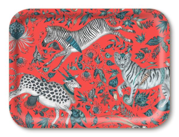Jamida Protea Tray (Coral) - Elegant Floral Serving Tray for Dining, Kitchen, and Home Decor | Perfect for Breakfast, Tea Parties, and Gift Giving