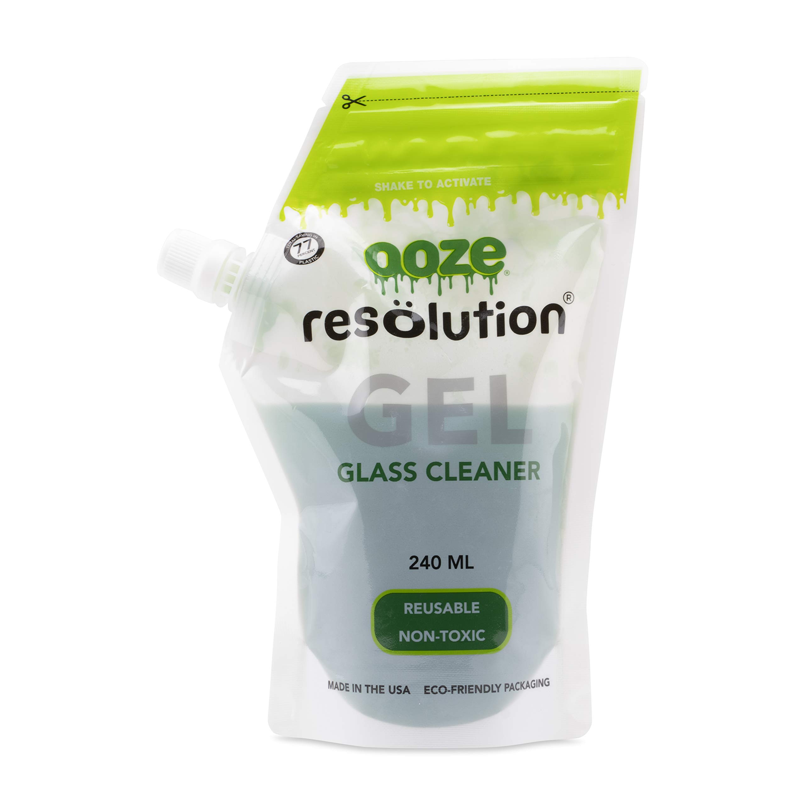 RESÖLUTION Ooze Resolution Glass Cleaner Kit - Spotless Cleaning Bundle (1 Gel Pack, Caps, Cotton Swabs & Brush Cleaners) - Liquid Cleaning Solution for Bongs, Pipes & Glassware - Perfect for Daily Maintenance & Deep Cleaning