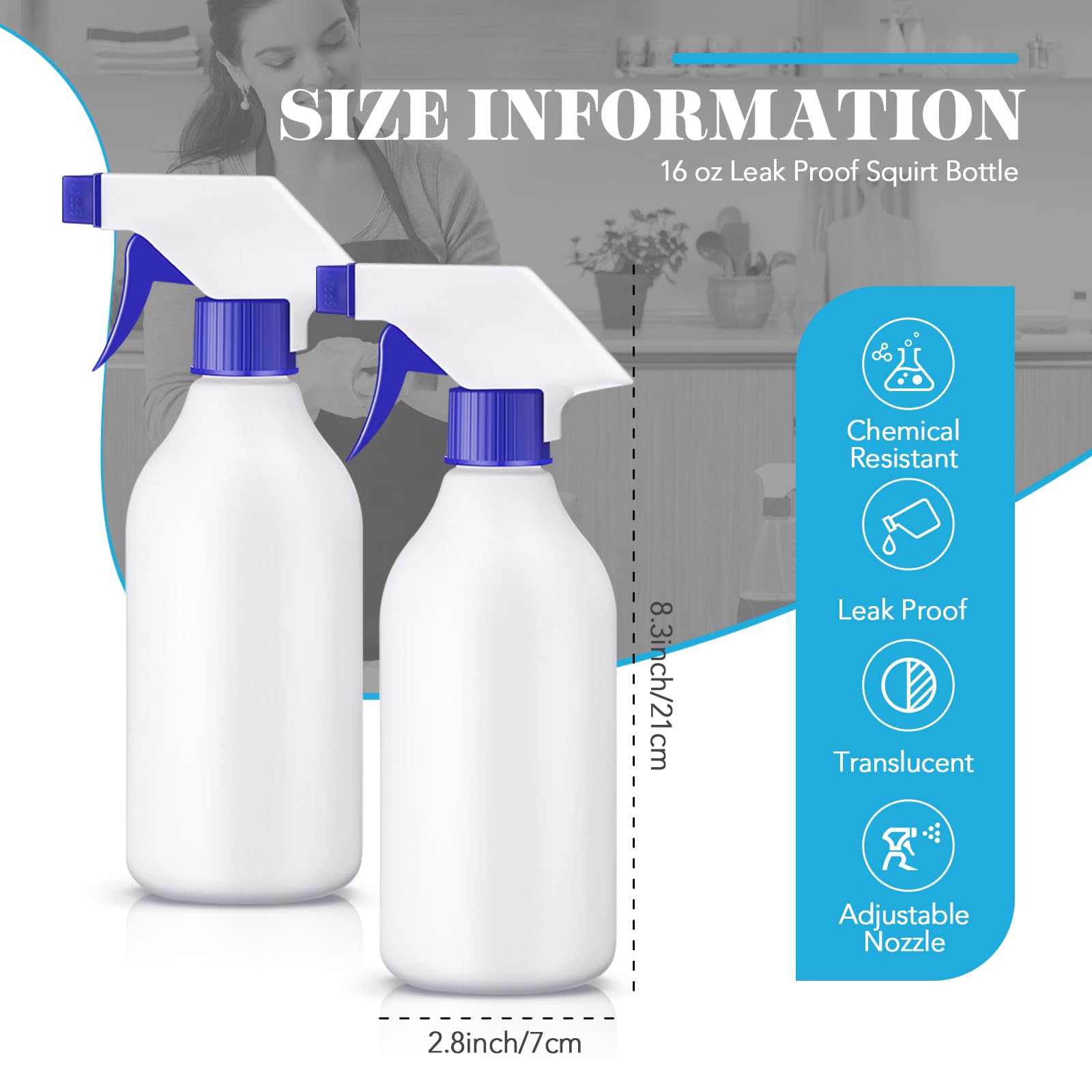 **Tanlade 30-Pack 16 oz Plastic Spray Bottles - Leak Proof, Refillable Empty Squirt Bottles with Nozzles for Hair, Essential Oils, Cleaning Solutions, Plants & Pets - Perfect for Home, Salon, Garden & DIY Projects (Blue)**