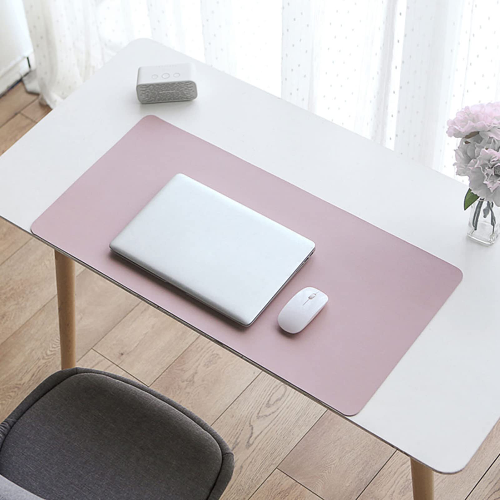 Premium PU Leather Desk Pad & Mouse Pad - Extra Large 80x40cm, Ultra Thin Waterproof Office Desk Mat for Gaming, Work & Home Use - Pink (Ideal for Computer, Laptop & Office Workspace)