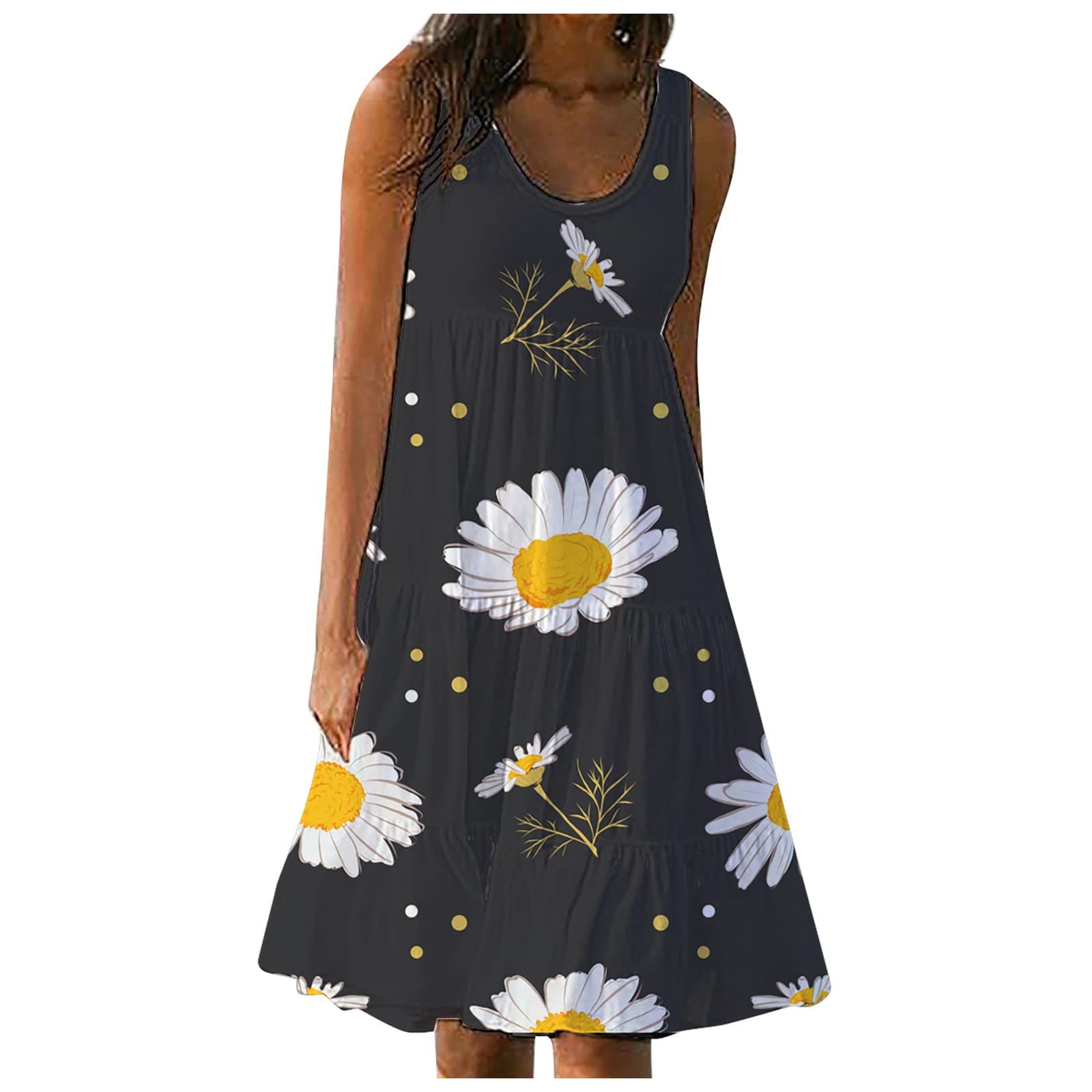 Women's Floral Print Summer Dresses 2022 - Sleeveless Round Neck Beach Dress for Women | Perfect for Vacation, Pool Party & Casual Outfits