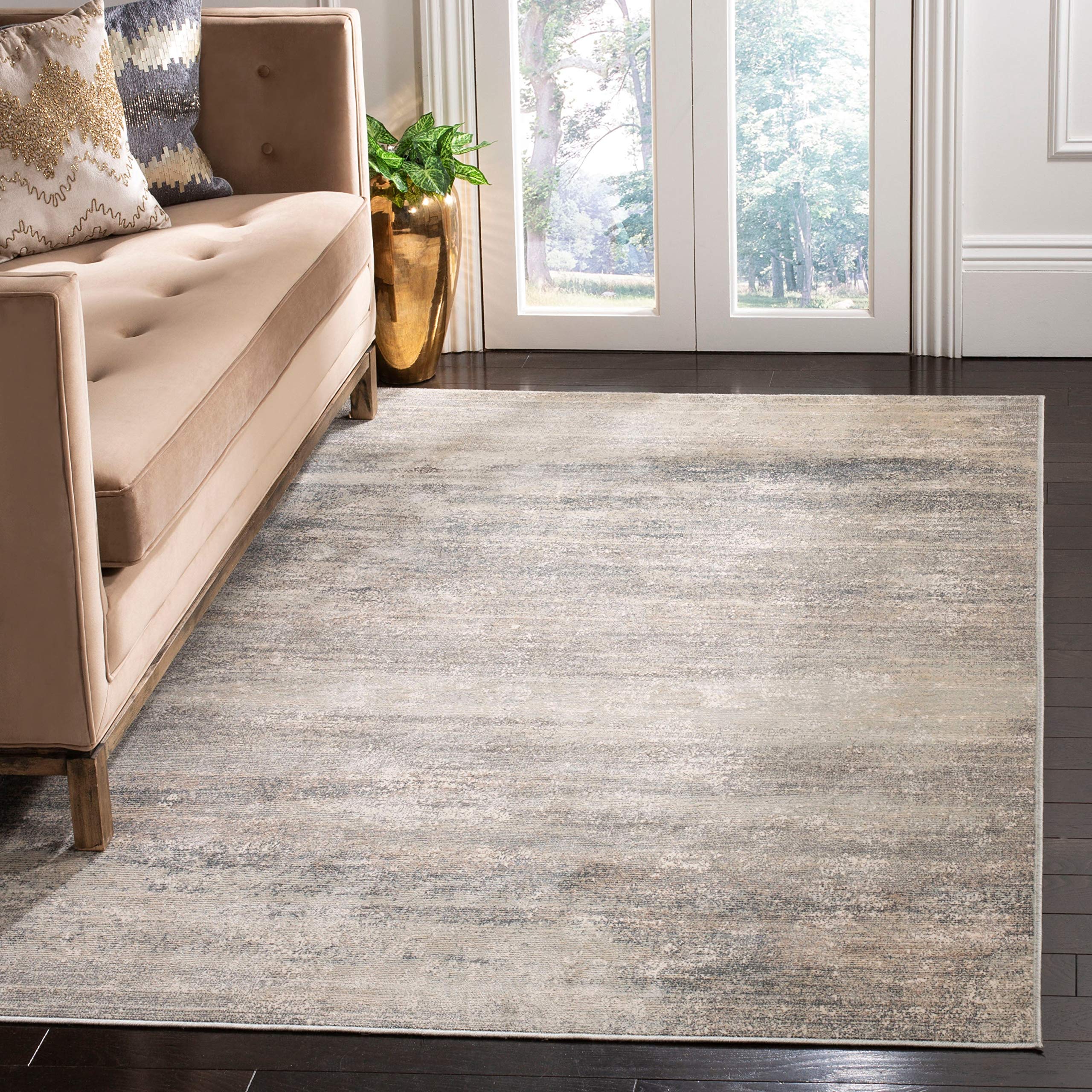 SAFAVIEH Noble Collection 8' x 10' Light Blue & Ivory Distressed Viscose Area Rug - Soft Bohemian Chic Living Room Rug, Bedroom Carpet for High Traffic Areas - Perfect for Home Decor, Office & Dorm Room (NBL632-7680)