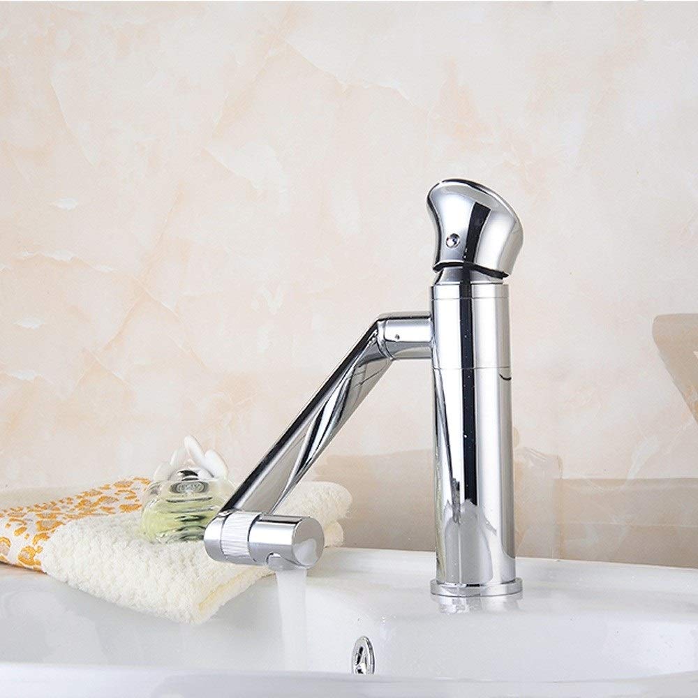 360° Rotatable Modern Waterfall Bathroom Faucet - High Spout Single Hole Copper Mixer Tap for Sink, Basin & Lavatory - Hot & Cold Water Control - Perfect for Kitchen, Bathroom & Powder Room Renovations