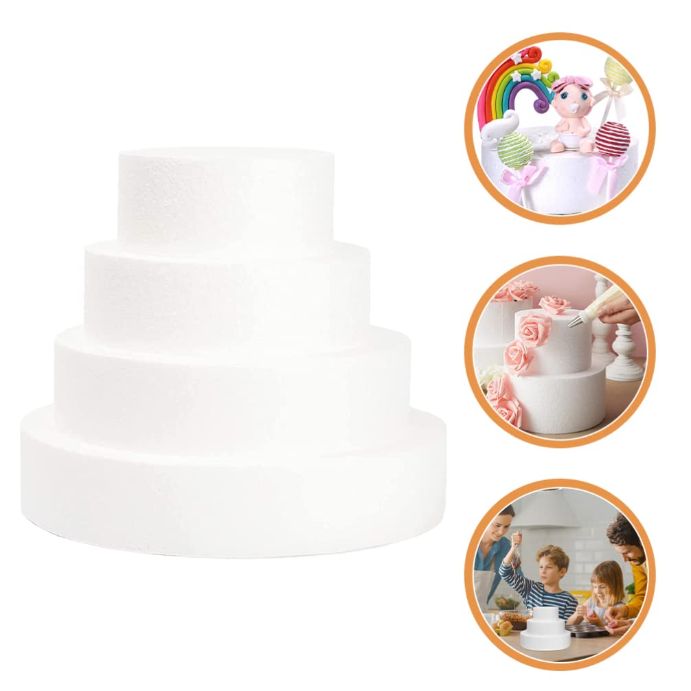 DOITOOL 4-Tier Round Foam Cake Dummies Set for Wedding & Decorating (6, 8, 10, 12 Inch White) - Perfect for Cake Decorating Practice, Wedding Displays & Arts & Crafts Projects