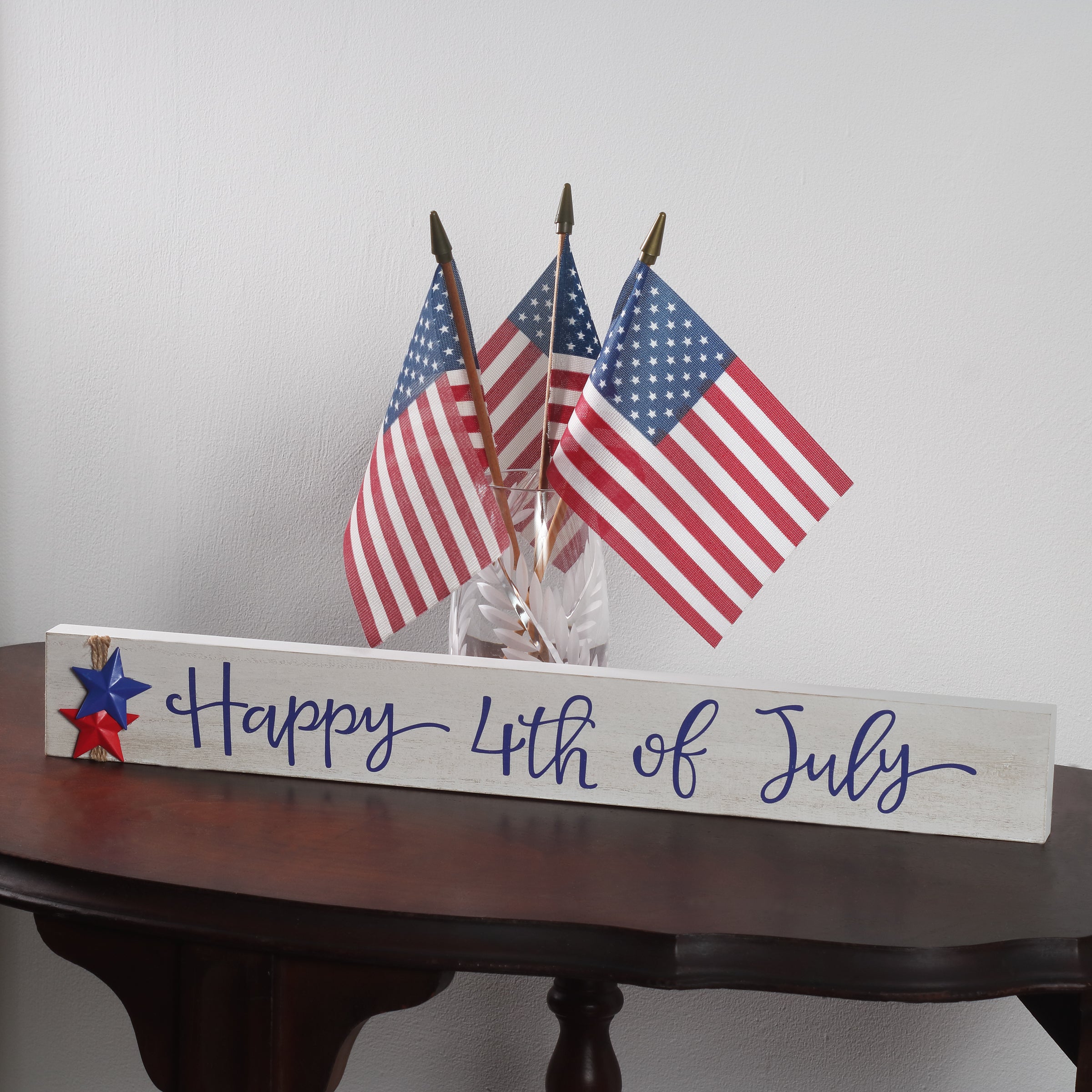 19 Inch Patriotic Happy 4th of July Table Decoration - Red White Blue Centerpiece for Independence Day Party, BBQ, Picnic & Outdoor Celebrations