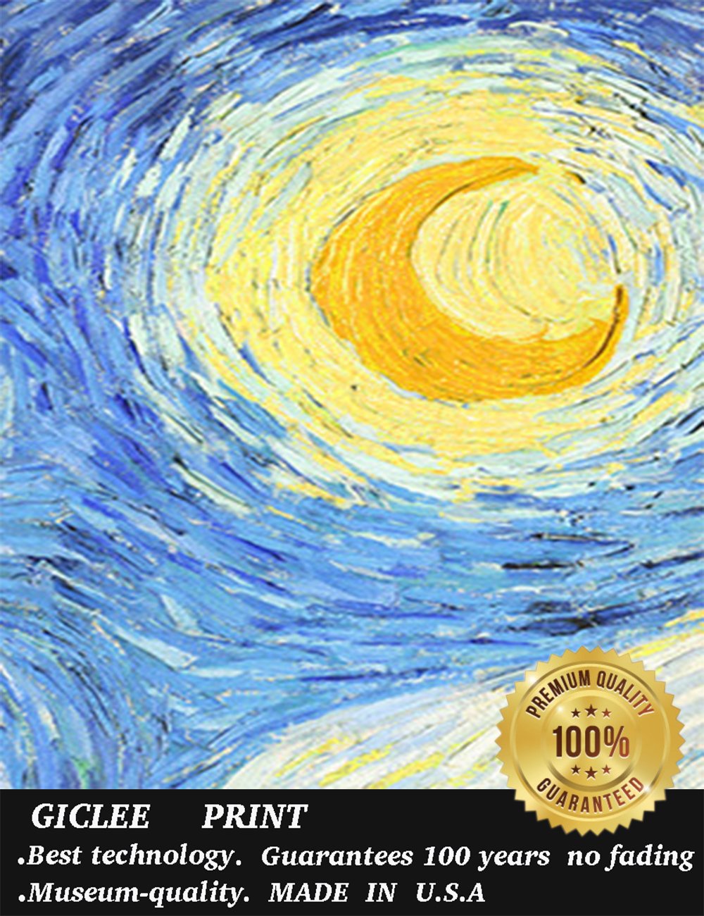 ELITEART Vincent Van Gogh Starry Night Oil Painting Reproduction - Giclee Canvas Wall Art Print, Framed 25x29 Inches - Perfect for Living Room, Bedroom & Office Decor