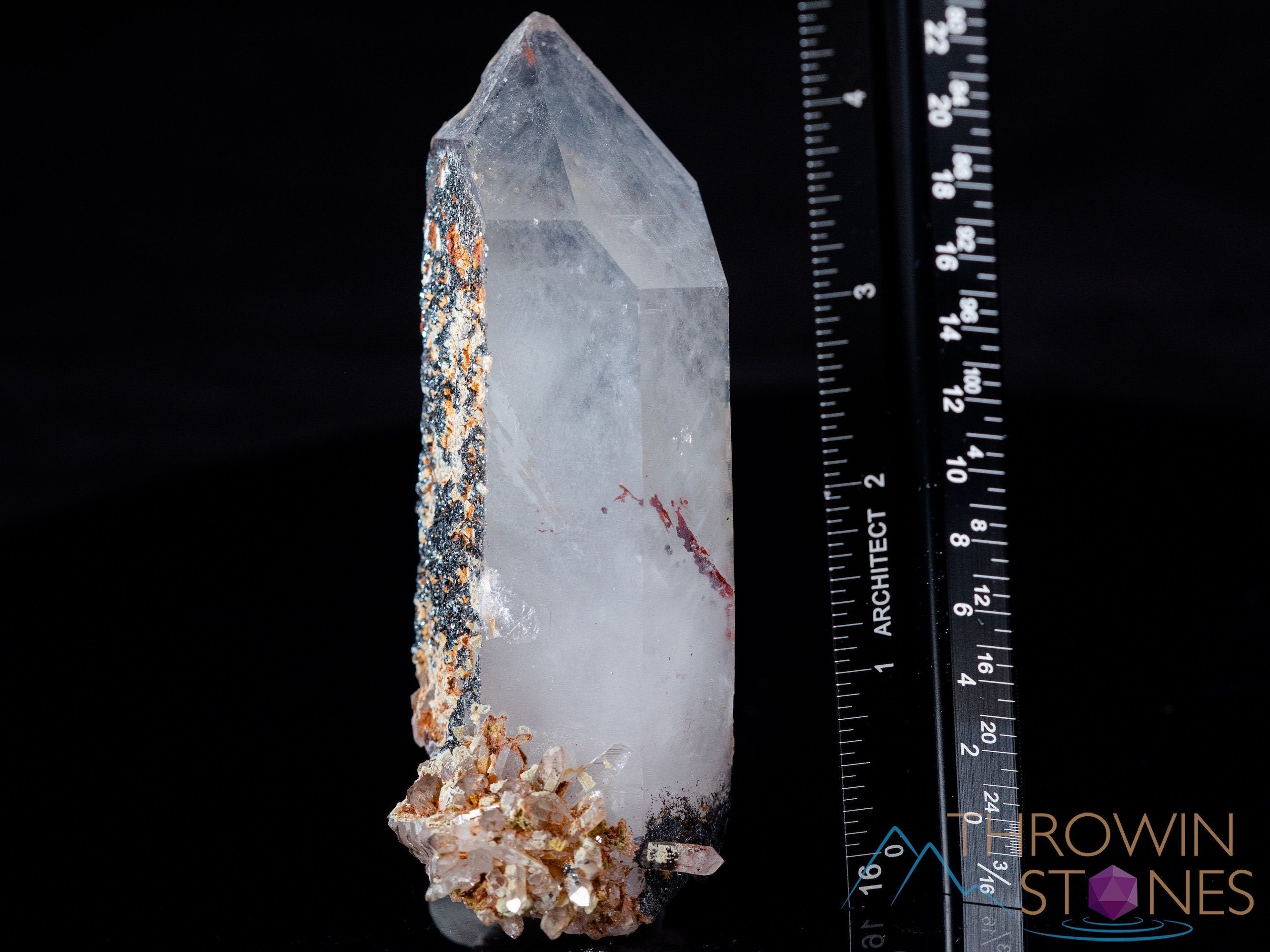 Natural QUARTZ Raw Crystal Cluster with Specular HEMATITE - Healing Stone for Home Decor, Housewarming Gift, Meditation & Spiritual Healing (40106) - Perfect for Office Desk, Living Room Display & Energy Cleansing
