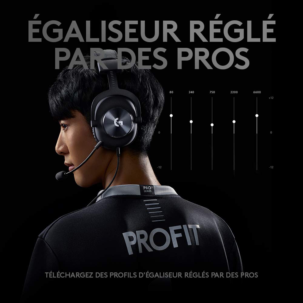 Logitech G PRO X Wired Gaming Headset with BLUE VO!CE Mic, DTS Headphone:X 2.0, PRO-G 50mm Drivers, 7.1 Surround Sound for Esports - PC/PS/Xbox/Nintendo Switch - Black | Perfect for Competitive Gaming & Streaming