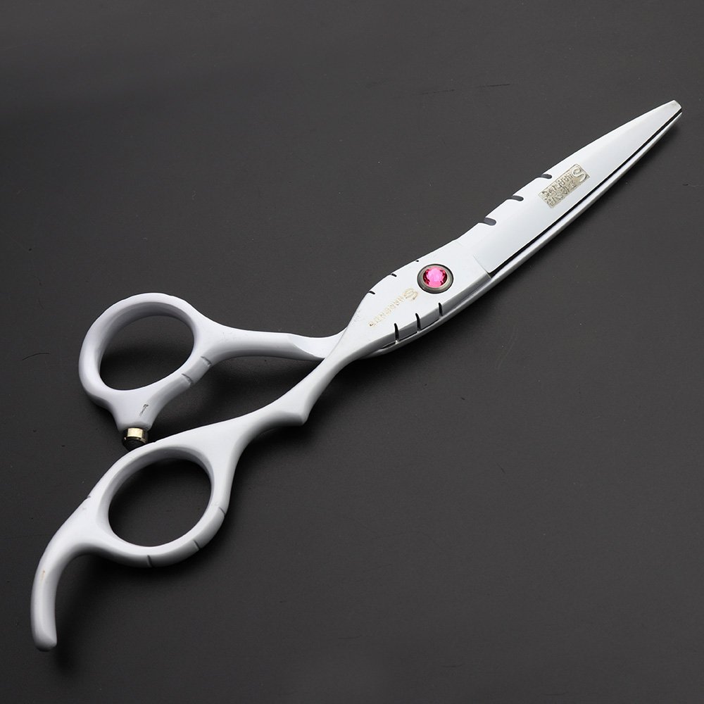 Professional 6 Inch Hairdressing Scissors Set - 440C Stainless Steel Hair Cutting Shears & Thinning Scissors (White) for Salon, Barber & Home Hair Styling