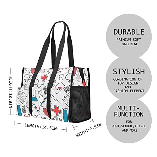 Nurse Tote Bag for Women - Canvas Weekender with Zip for Work & Travel