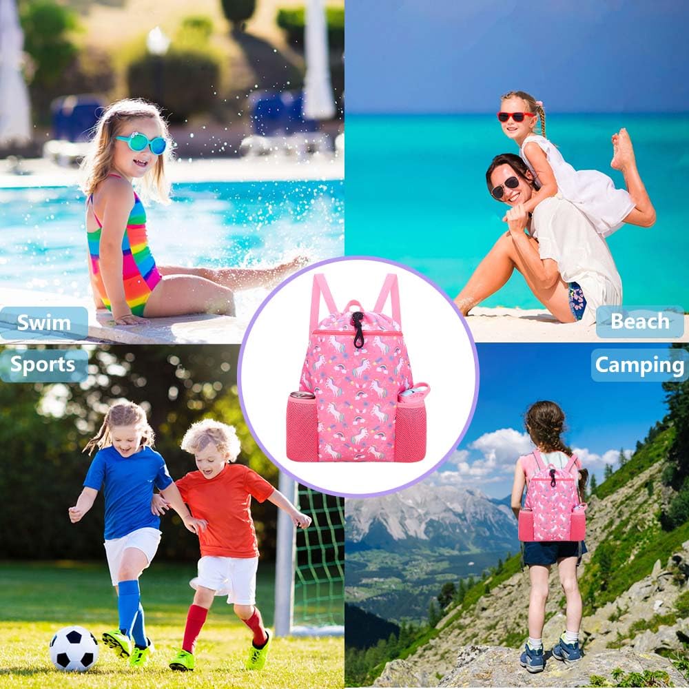 Unicorn Swim Bag for Girls - Waterproof Beach & Pool Backpack for Kids - Gym & Sports Use