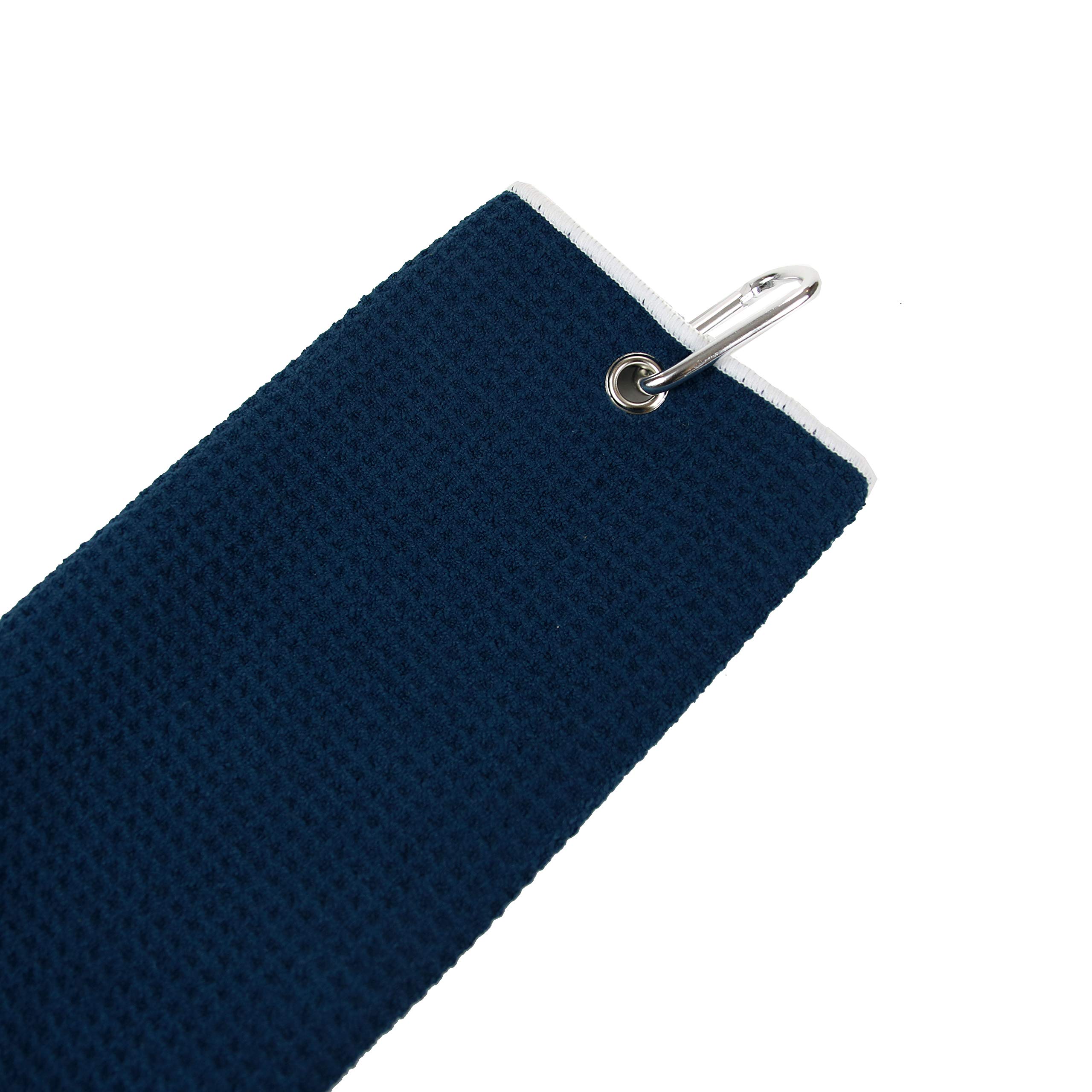Premium Microfiber Golf Towel - Tri-fold Waffle Design with Carabiner Clip | 16