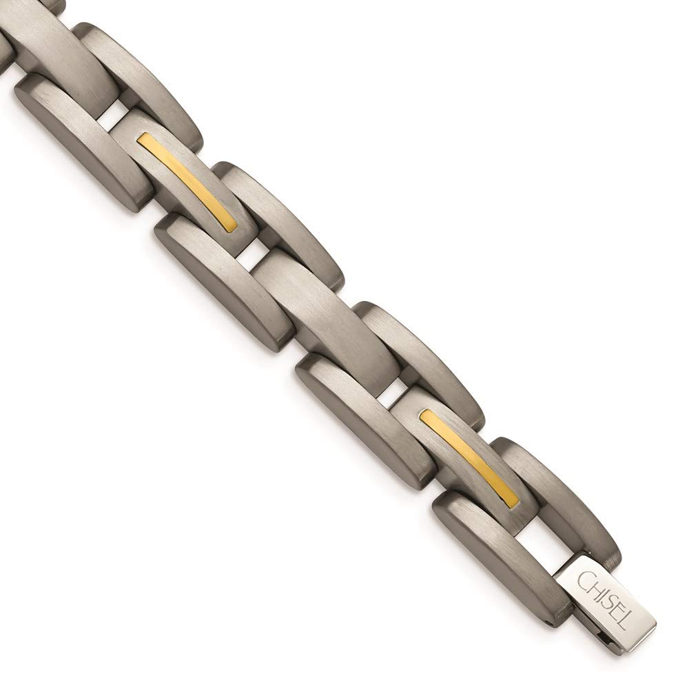 Titanium and 14k Yellow Gold Inlay Accent Bracelet - 8.5 Inch Adjustable Luxury Jewelry for Men & Women - Perfect for Gifts, Weddings & Special Occasions