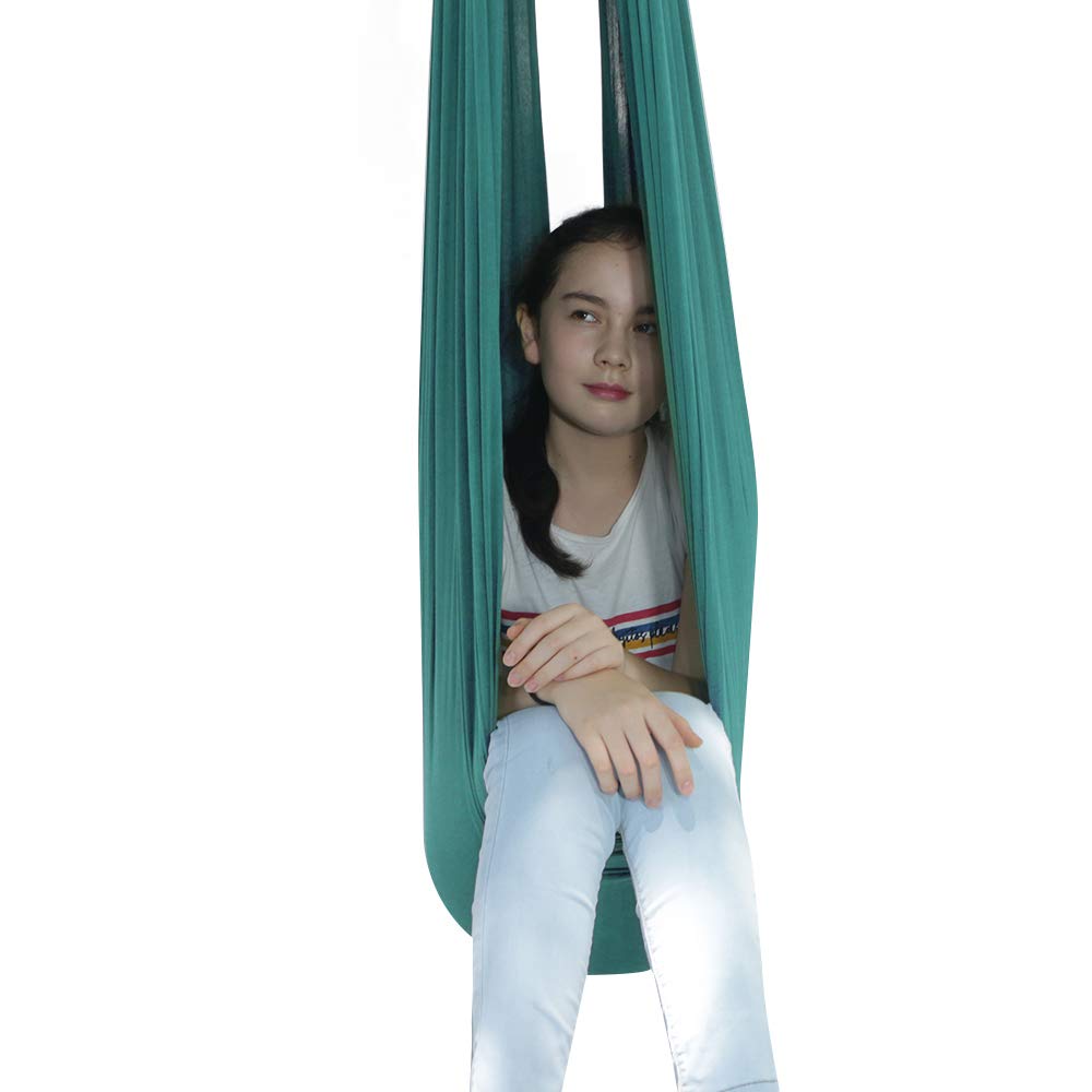 TOPARCHERY Therapy Swing for Kids - Indoor Sensory Cuddle Hammock for Special Needs, ADHD & Aspergers - Green Snuggle Swing with Hardware Set - Perfect for Relaxation, Calming & Sensory Integration Therapy