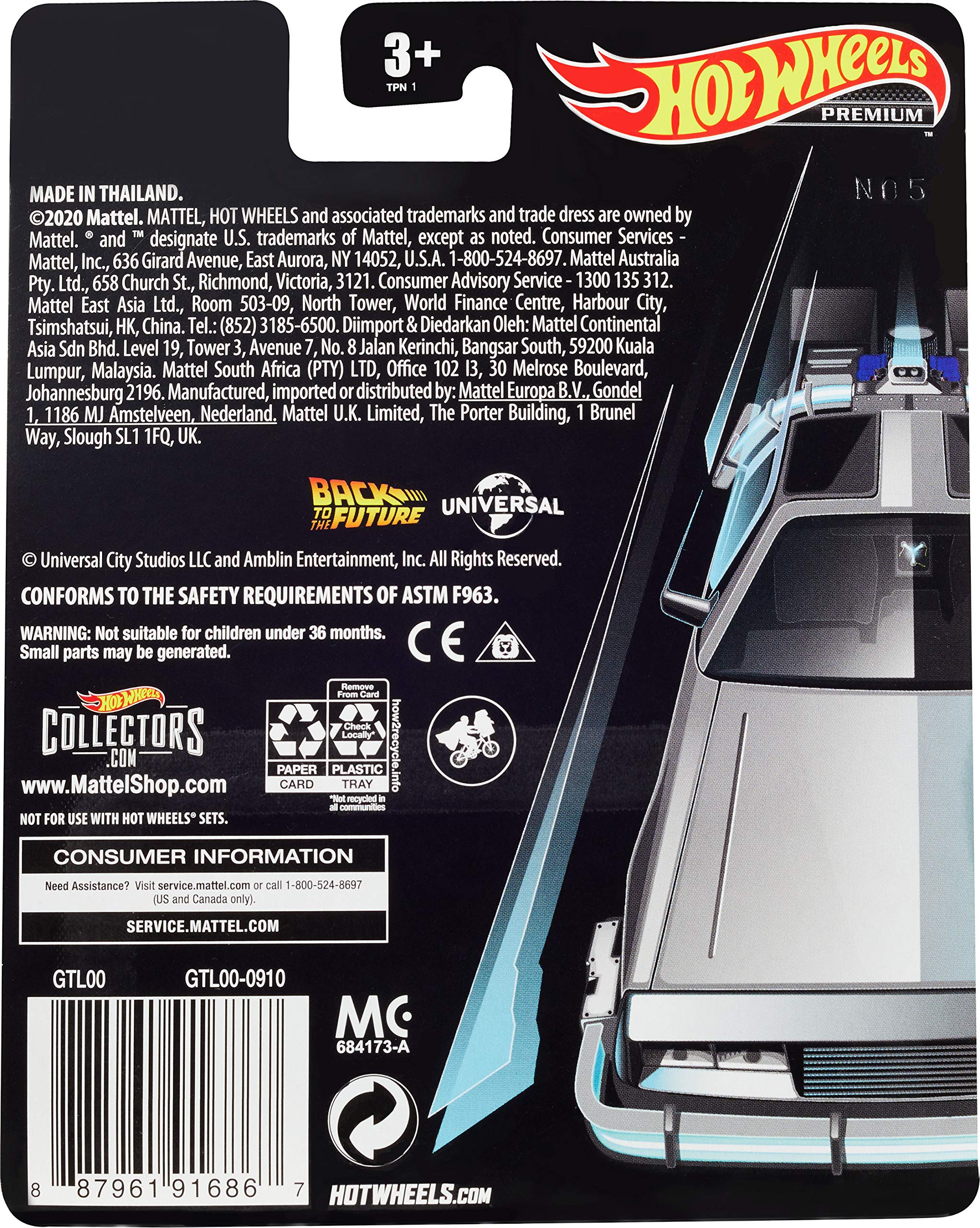 Hot Wheels Back to The Future 35th Anniversary Delorean Time Machine Die-Cast Model Car - Limited Edition Collectible Toy for Adults & Kids - Perfect Gift for Movie Fans & Car Collectors - Great for Display, Play, and Nostalgic Decor
