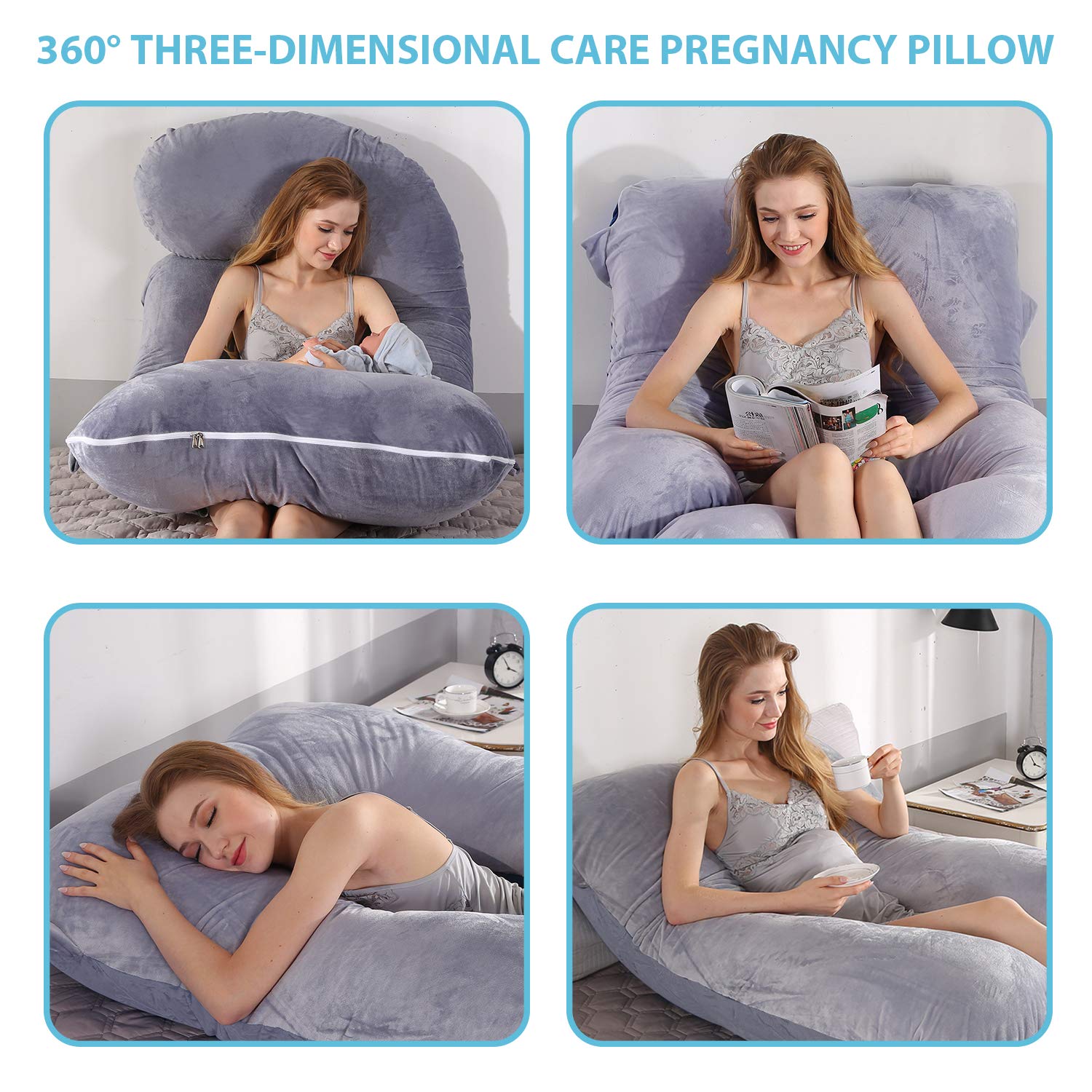 BATTOP Full Body Pregnancy Pillow for Sleeping - Maternity Support Pillow for Back, Hips, Legs & Belly with Removable Washable Cover - Comfort for Pregnant Women During All Trimesters | Perfect for Side Sleepers, Nursing & Postpartum Recovery