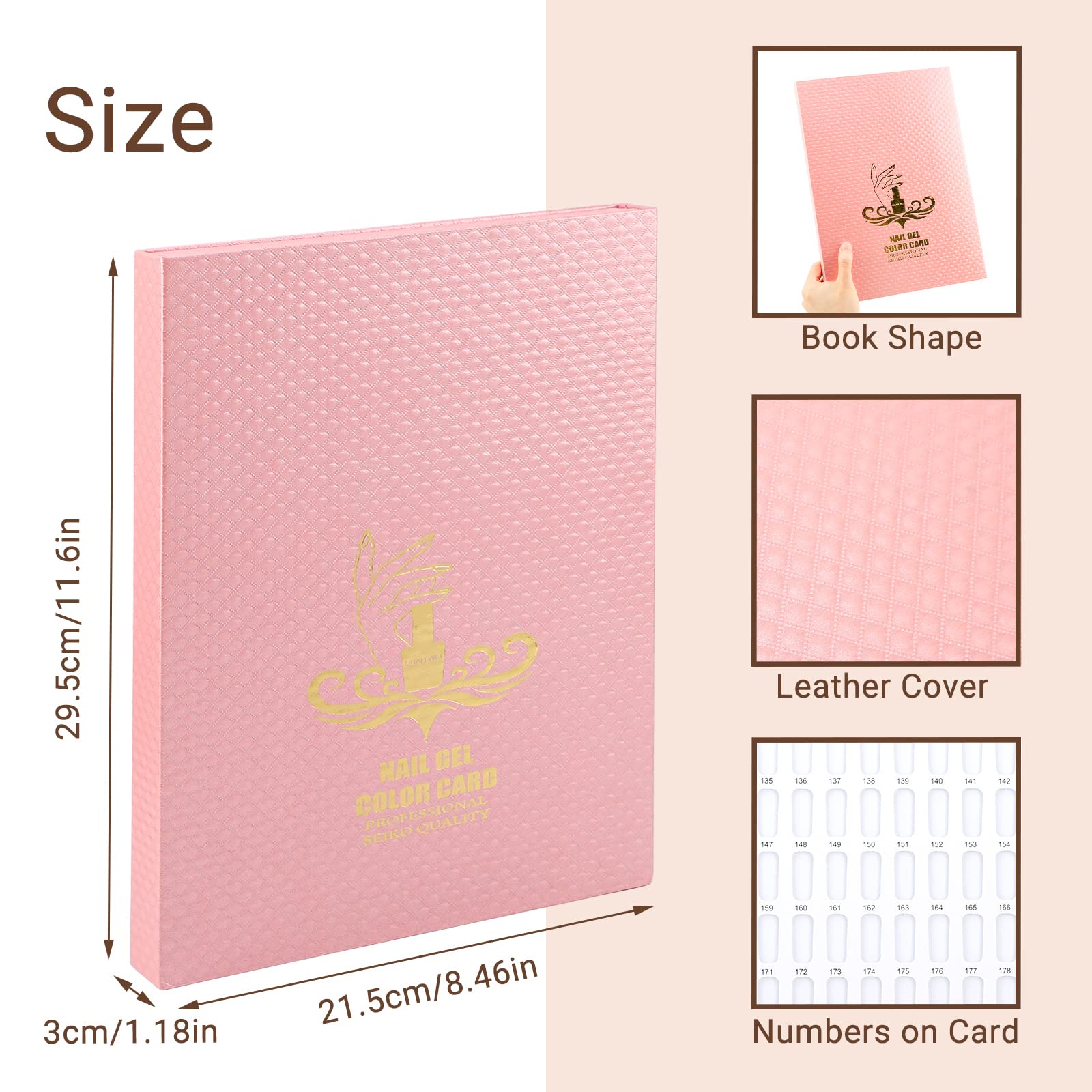 Segbeauty 216 Nail Colors Display Book - Professional Nail Polish Organizer with 240 False Nail Tips, Nail Sample Cards & Swatch Sticks for DIY Manicure Practice | Perfect for Salon Professionals & Nail Art Enthusiasts