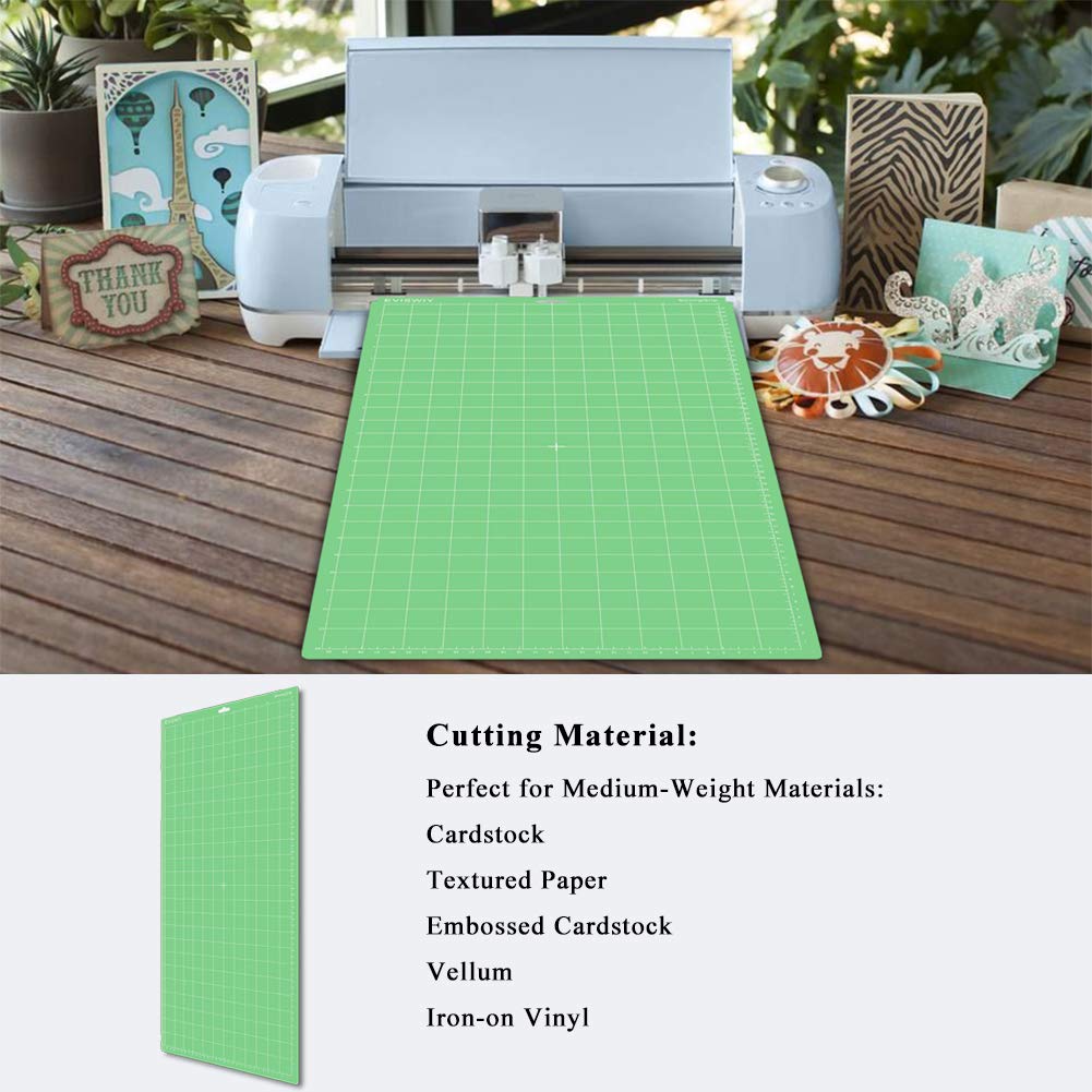 EVISWIY 4-Piece 12x24 Cutting Mats for Cricut Maker 3, Explore Air 2, Air & One - Includes 5 Blades (Standard/Light/Strong/Fabric Grip) - Green, Blue, Purple, Pink - Perfect for DIY Crafts, Vinyl Cutting & Scrapbooking