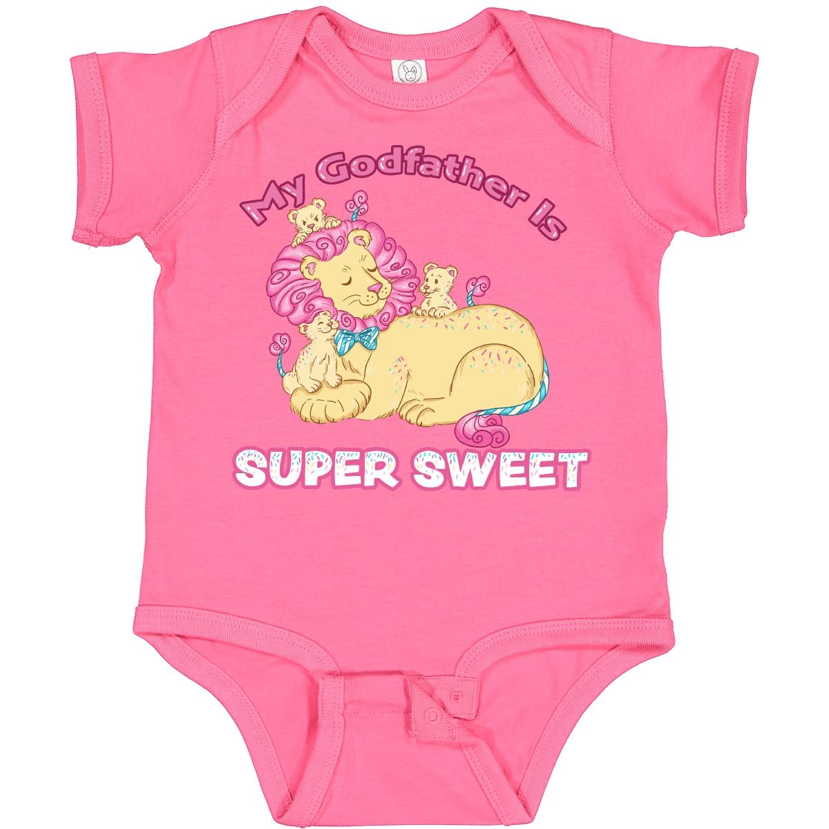 My Godfather Is Super Sweet Cotton Candy Lions Baby Bodysuit - Soft & Comfortable Infant Onesie for Boys & Girls - Perfect for Birthdays, Baby Showers & Family Photos