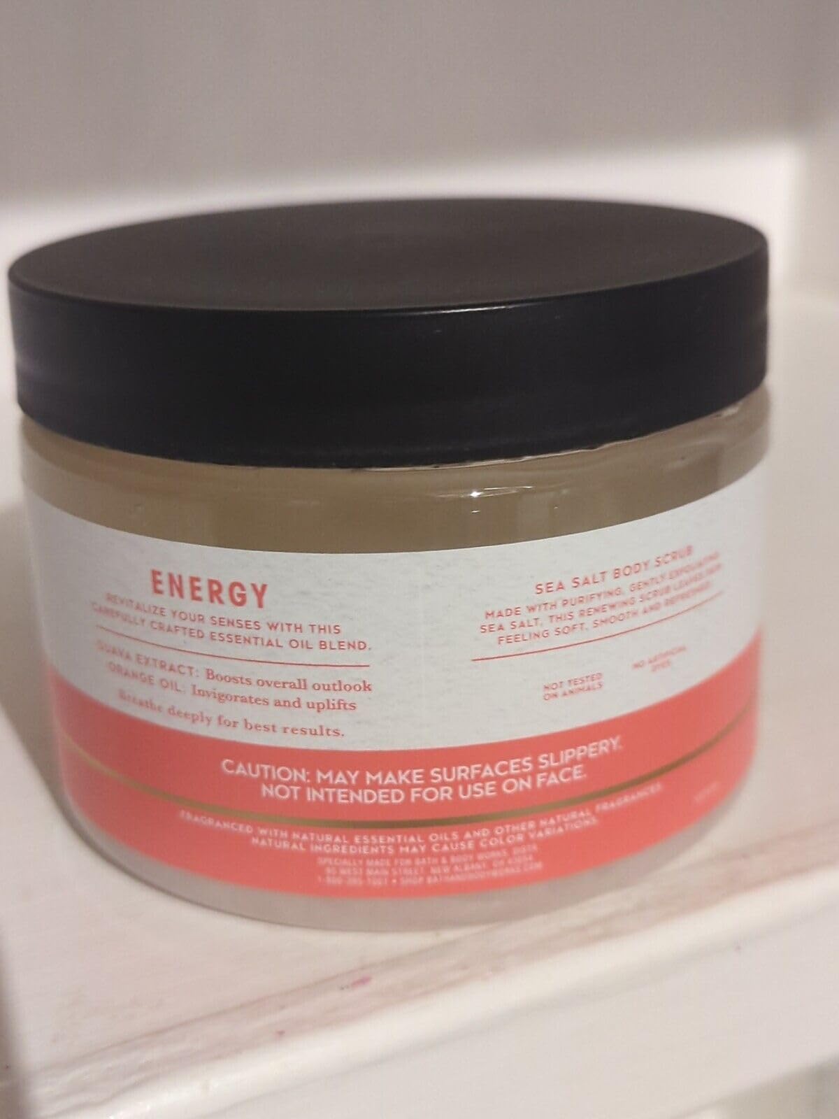 Natural Aromatherapy Energy Guava Orange Sea Salt Body Scrub - 17 oz Exfoliating & Moisturizing for Smooth Skin - Perfect for Spa, Bath & Relaxation at Home