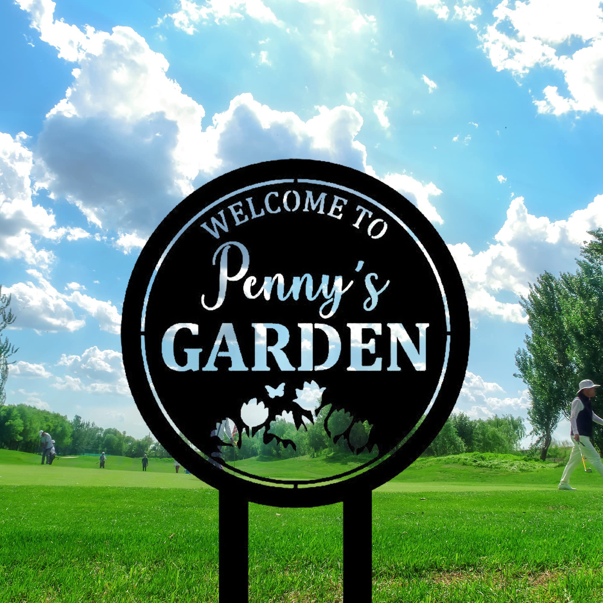 Custom Metal Garden Sign with Stake - Personalized Outdoor Flower Garden Decor - Perfect for Yard, Patio, and Landscaping
