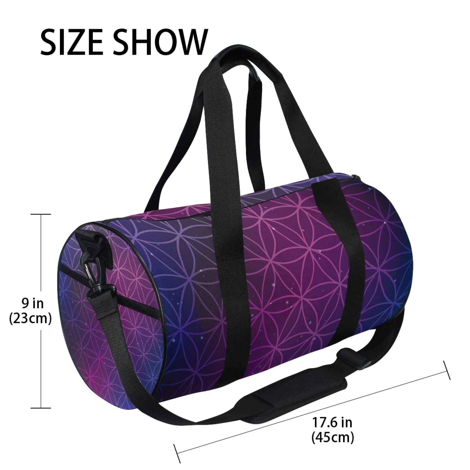 Flower of Life Cosmic Gym Bag - Durable Canvas Sports & Travel Duffle Bag for Men & Women - Perfect for Gym, Yoga, Travel & Weekend Getaways