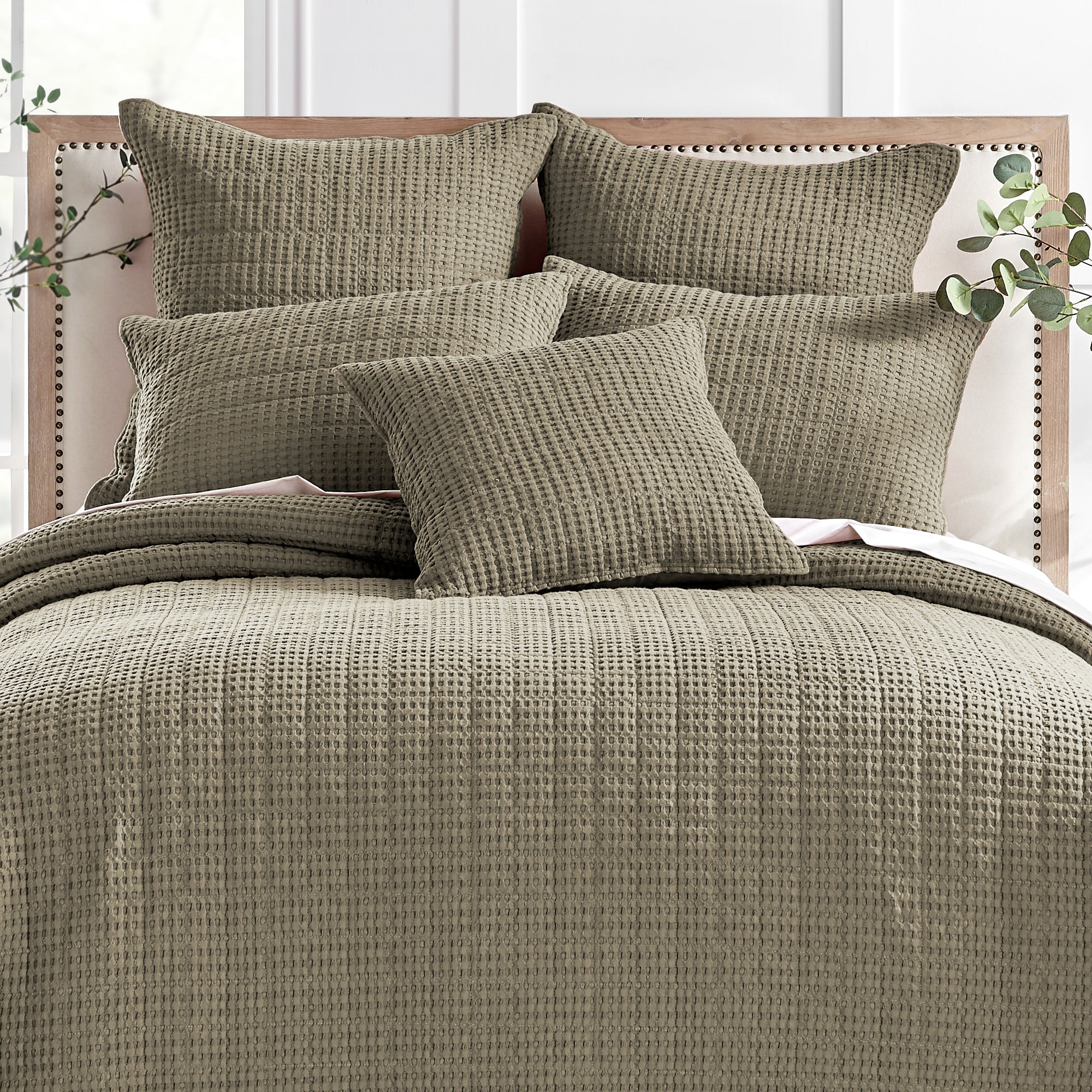 Mills Waffle Square Pillow - Soft & Stylish Decorative Throw Pillow for Couch, Bed, Sofa - Perfect for Living Room, Bedroom & Home Decor