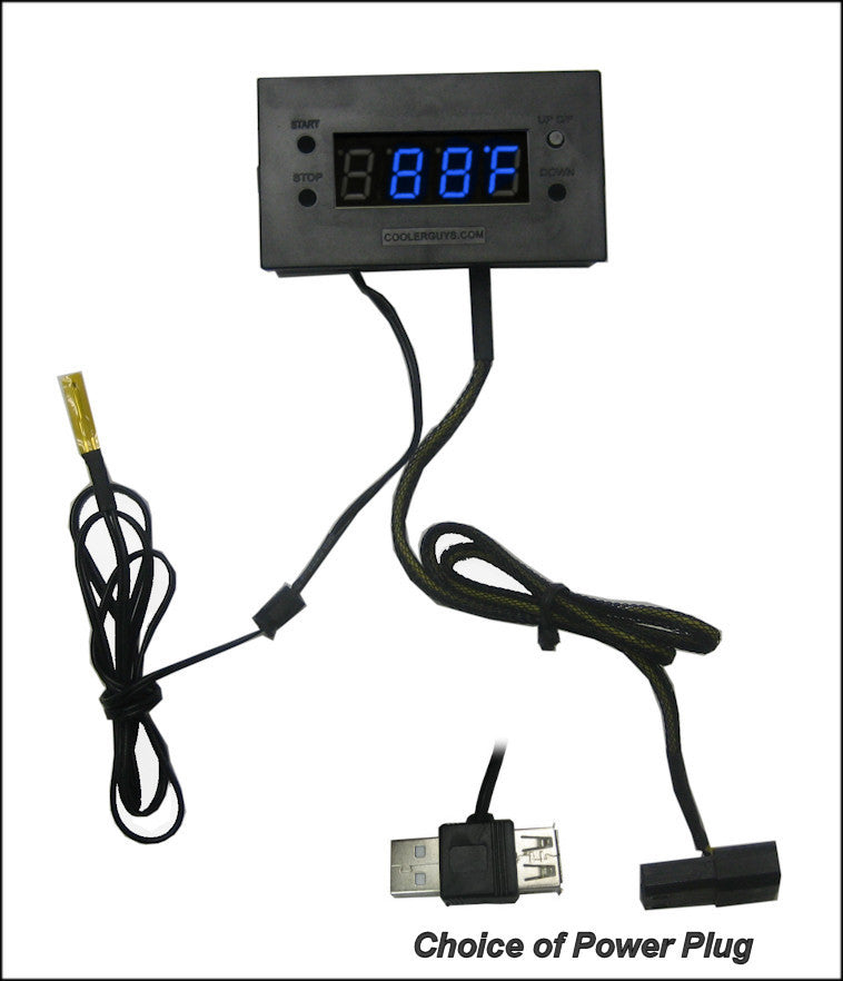 Coolerguys Digital LED Temperature Monitor - Accurate Thermal Sensor for PC, Server, Home & Office Use