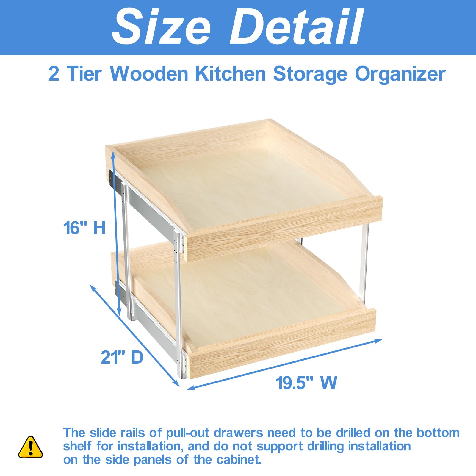 2-Tier Soft Close Pull-Out Cabinet Organizer 19.5