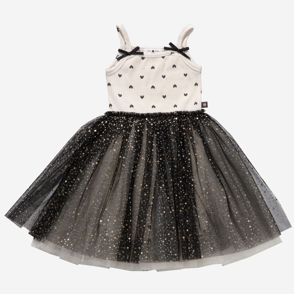 Petite Hailey Vintage Floral 6-Layer Tutu Dress in Black - Perfect for Birthday Parties, Photo Shoots & Special Occasions