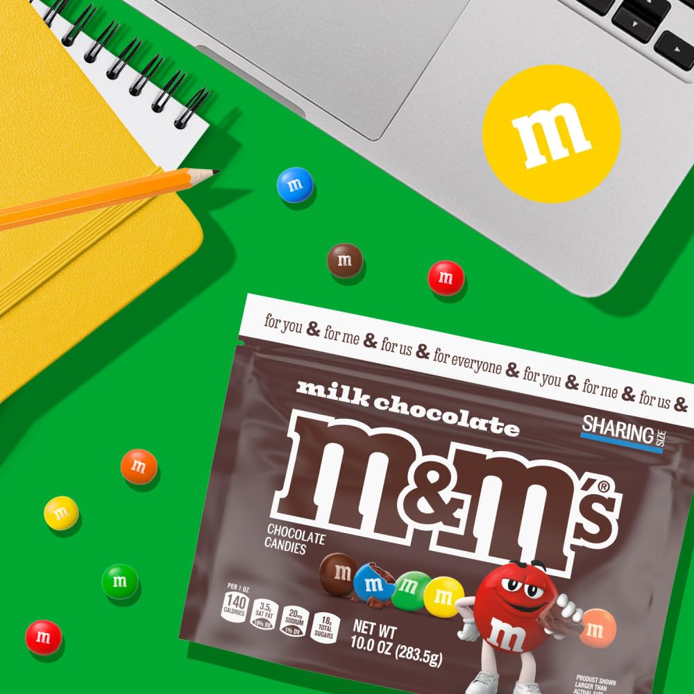 M&M'S Milk Chocolate Candy - 10 oz Resealable Sharing Size Bag - Perfect for Parties, Movie Nights & Office Snacks