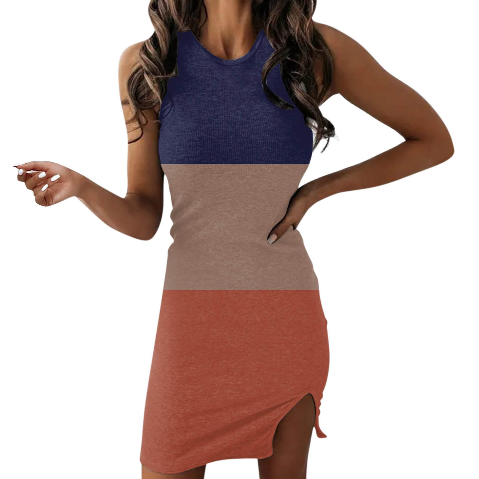 Women's Striped Print Sleeveless Sundress - Cute Summer Beach Casual Tunic Dress for Spring & Summer Vacations, Pool Parties, and Outdoor Adventures