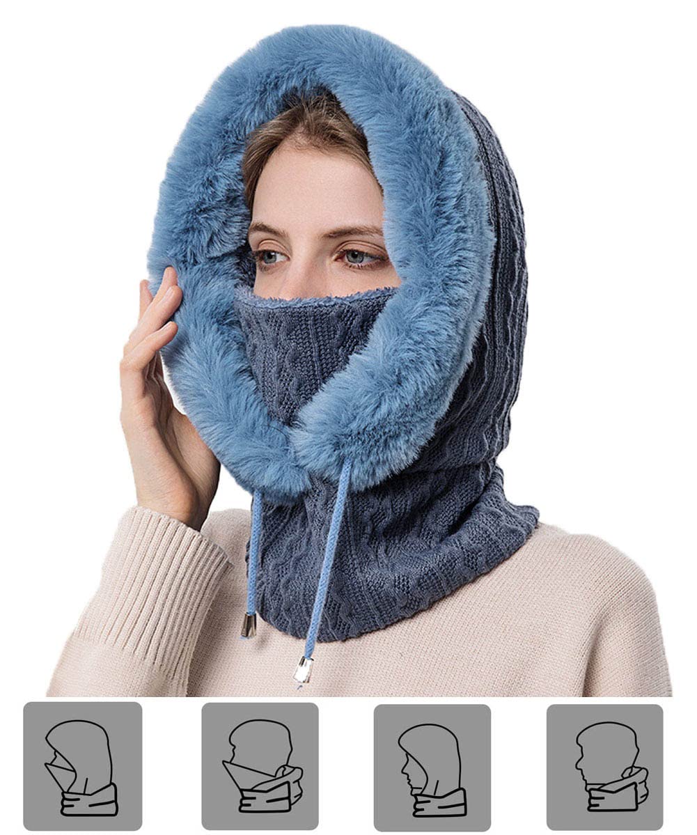 Women's Fleece Ski Mask Balaclava - Winter Face Cover Hood with Neck Protection for Skiing, Snowboarding, Hiking & Dog Walking - Cold Weather Outdoor Sports Accessory