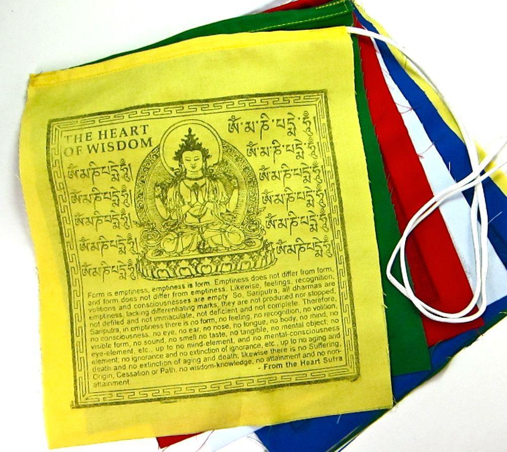 Heart Sutra Prayer Flags - Buddhist Spiritual Decor for Home, Garden & Meditation | Enhance Peace & Positive Energy