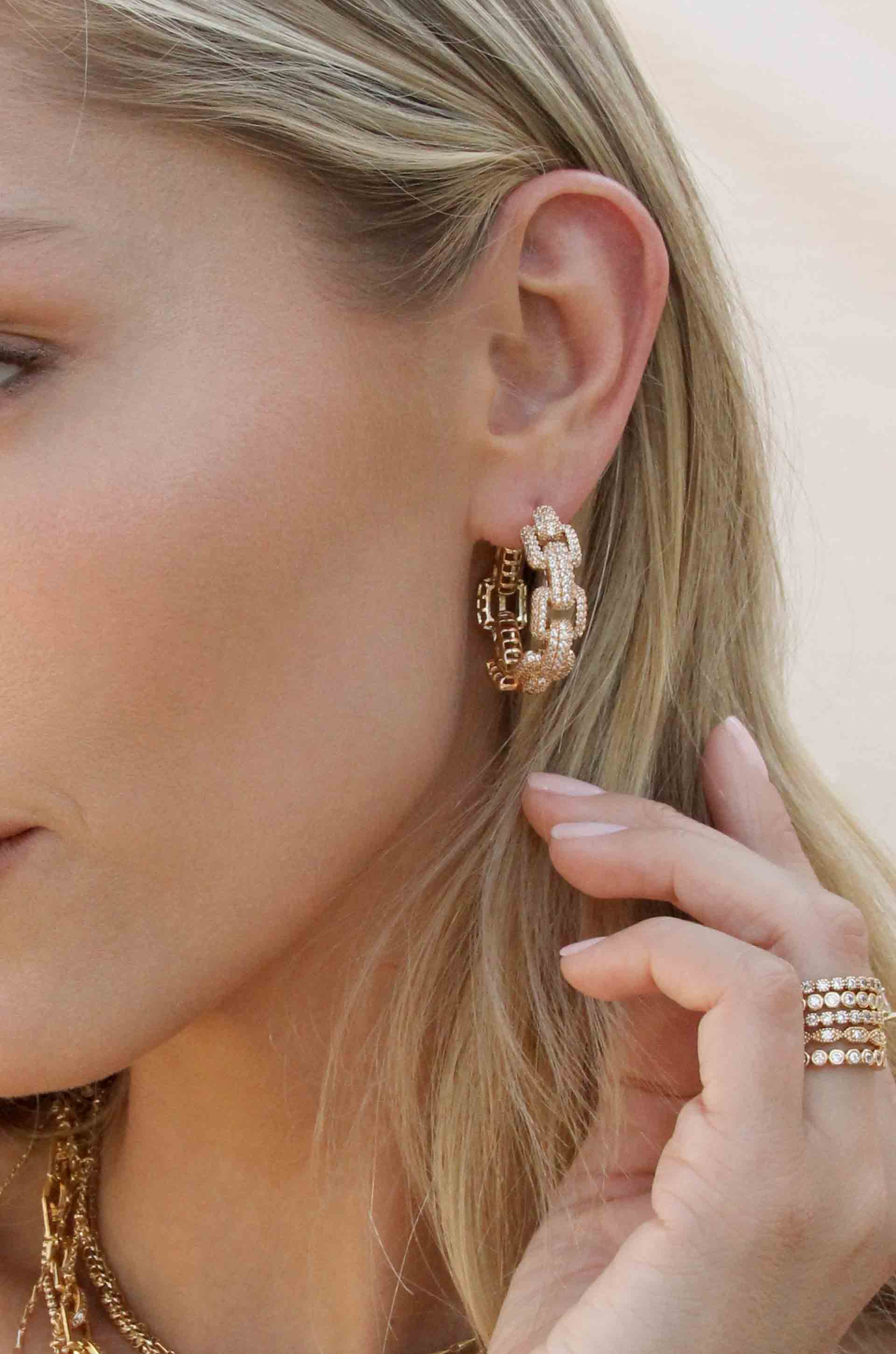 Crystal Chain Link Hoop Earrings for Women - Elegant Dangle Drop Earrings for Party, Wedding & Everyday Wear | Hypoallergenic & Lightweight Fashion Jewelry